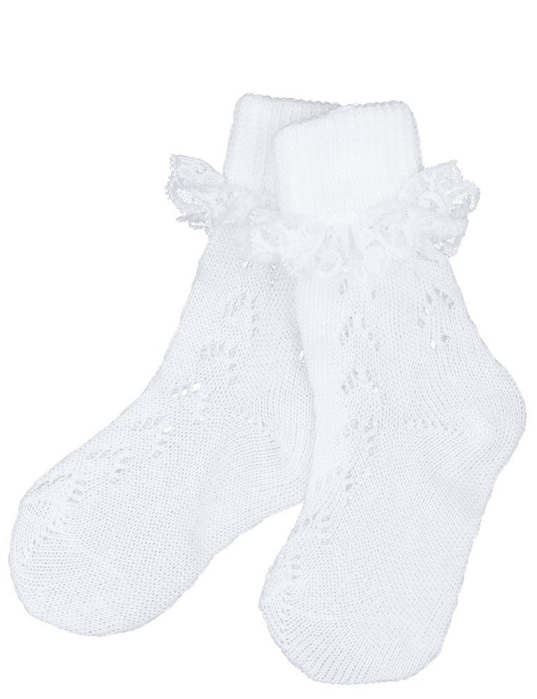 Isar-Trachten Socken Kurze Kinder Strümpfe Ajourmuster mit Rüschen 1104