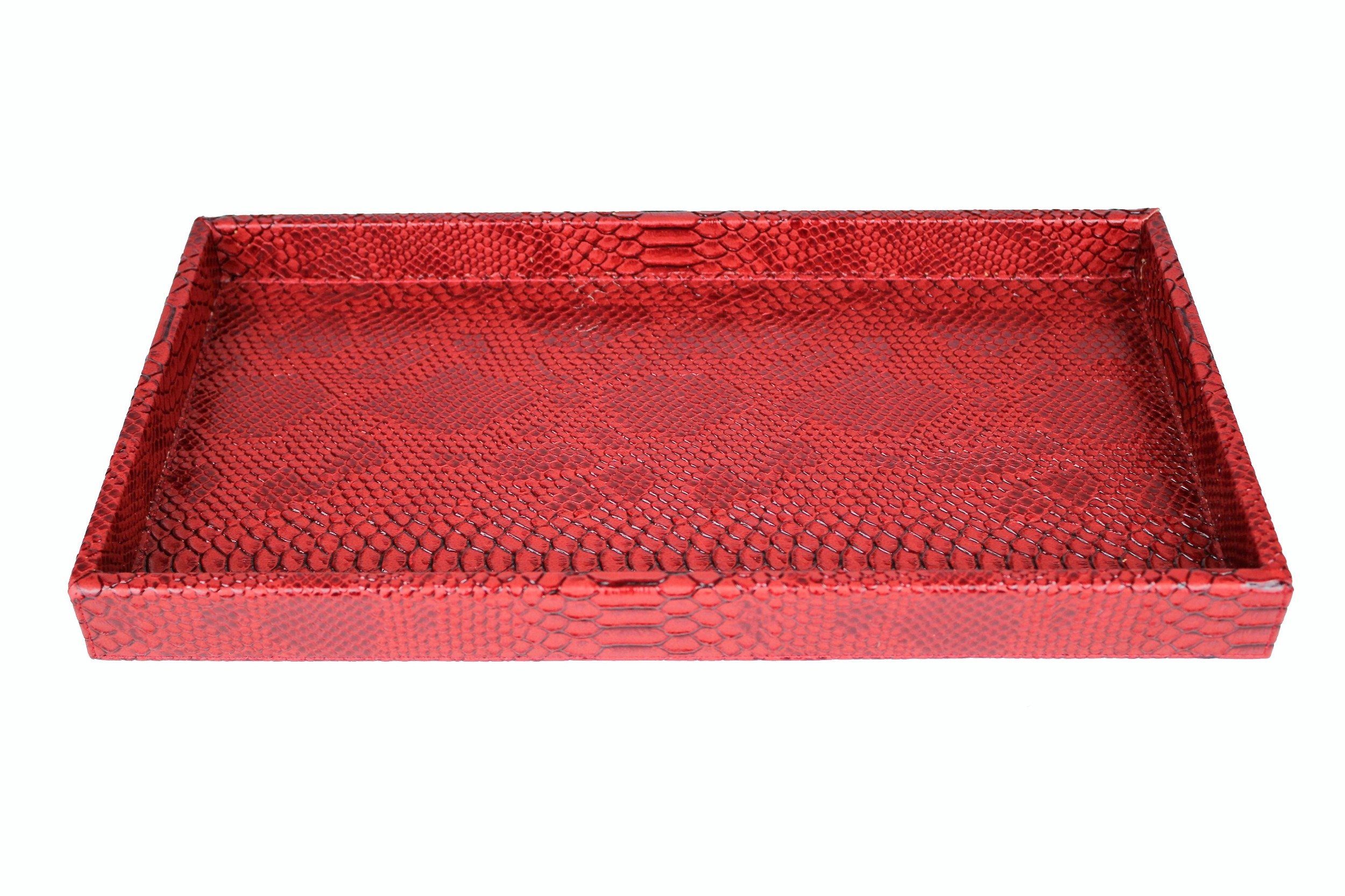 schwarz mit Home pflegeleicht niedrigem Dekotablett Kroko zum abwischbar Rand, rot Tablett Signature & Servieren, Collection