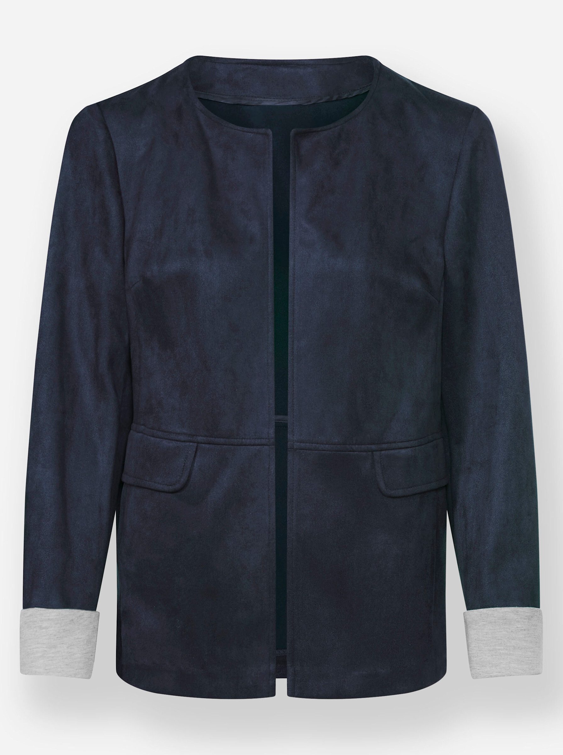 Witt Blusenblazer Lederimitat-Blazer Langarm
