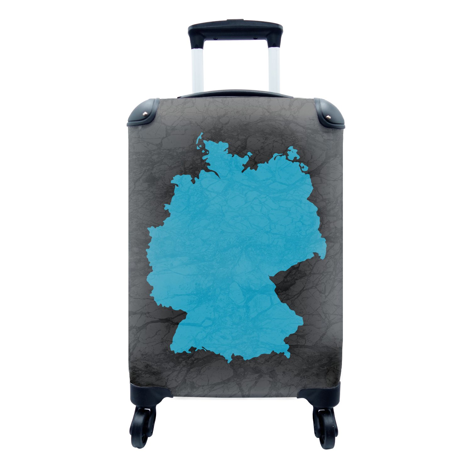 MuchoWow Handgepäckkoffer Karte - Deutschland - Blau, 4 Rollen, Reisetasche mit rollen, Handgepäck für Ferien, Trolley, Reisekoffer