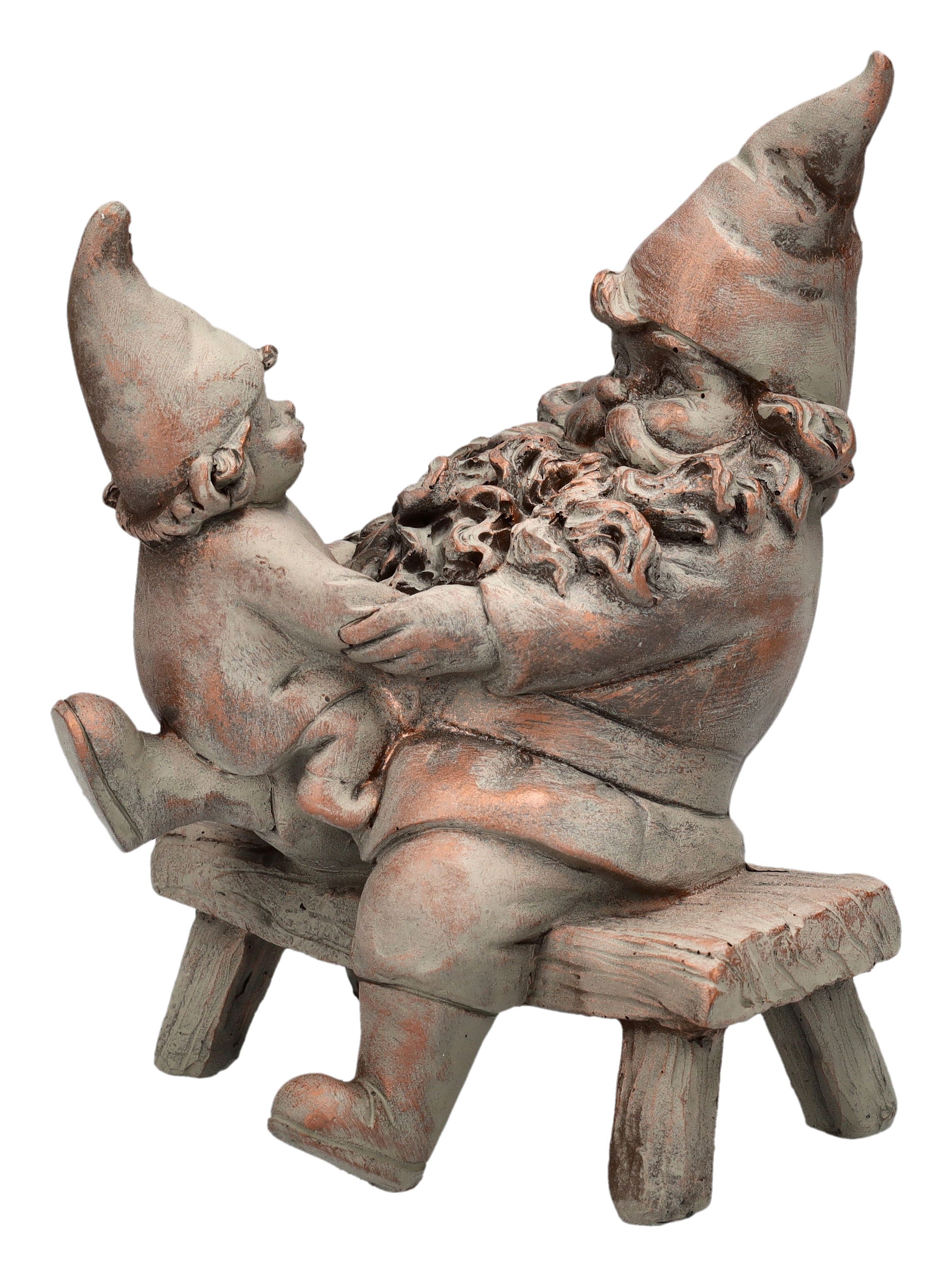 Figuren Shop GmbH Gartenzwerg Gartenzwerg Figur - Opa spielt mit Enkelin - Dekofigur Garten Zwerg