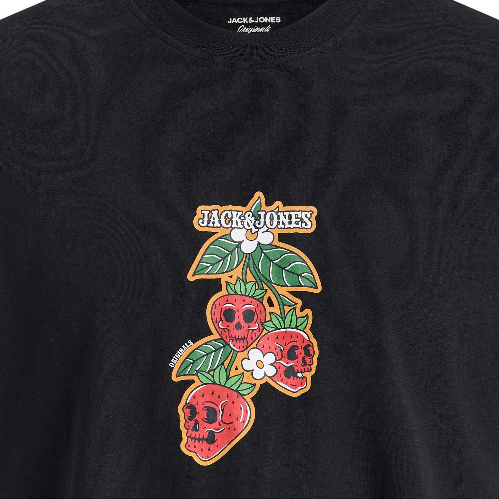 Jack & Jones Rundhalsshirt Jack&Jones XXL T-Shirt schwarz Skull JORCATSKILLS