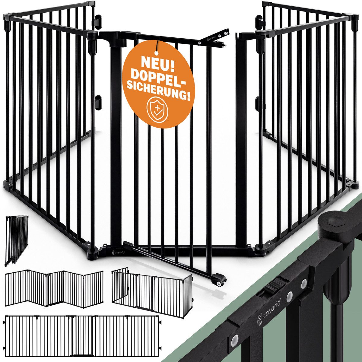 Casaria Kamingitter, Kaminschutzgitter Tür Schloss Faltbar 306x76cm Absperr günstig online kaufen