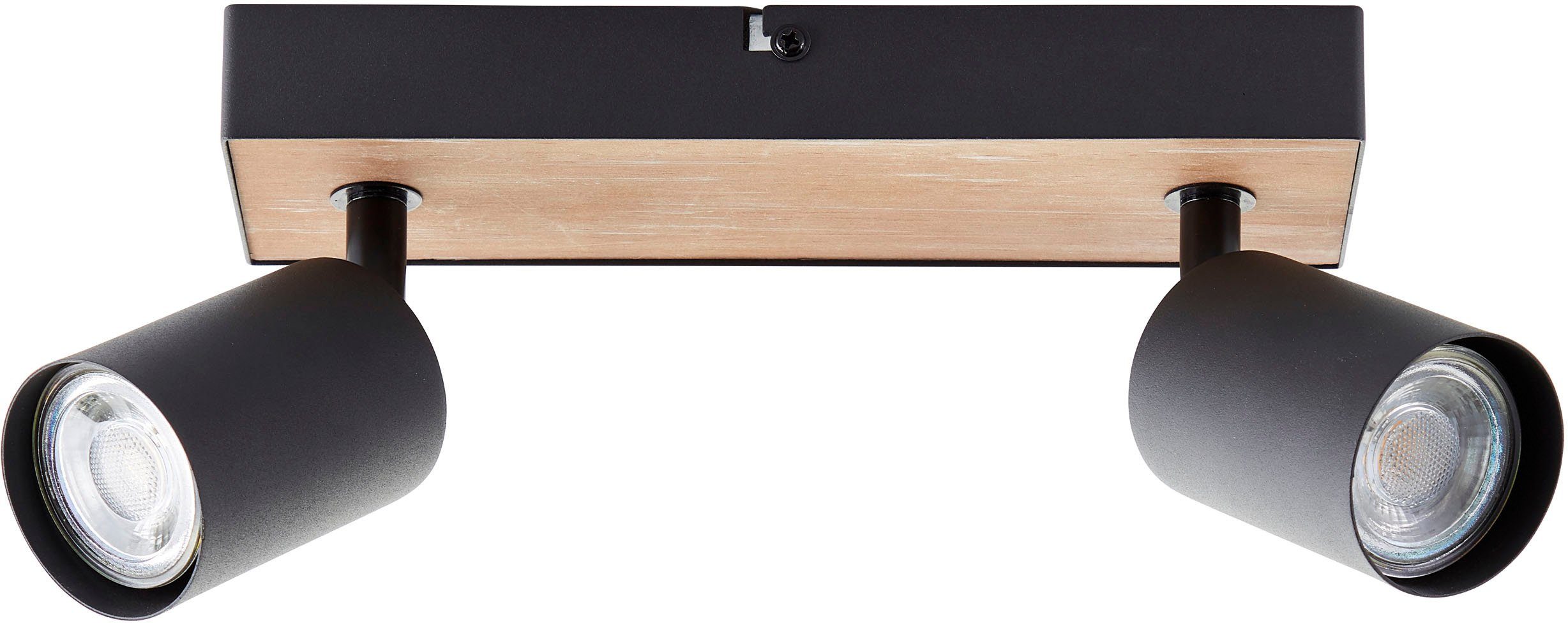 Brilliant Deckenstrahler Jello Wood, schwenkbar, Metall/Holz wechselbar, 15x24x8 Spotbalken 345lm, LED 3000K, GU10, cm, Warmweiß