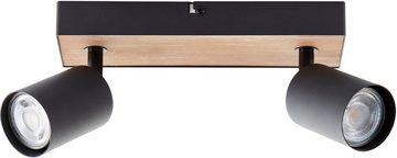 Brilliant Deckenstrahler Jello Wood, LED wechselbar, Warmweiß, Spotbalken schwenkbar, 15x24x8 cm, GU10, 345lm, 3000K, Metall/Holz