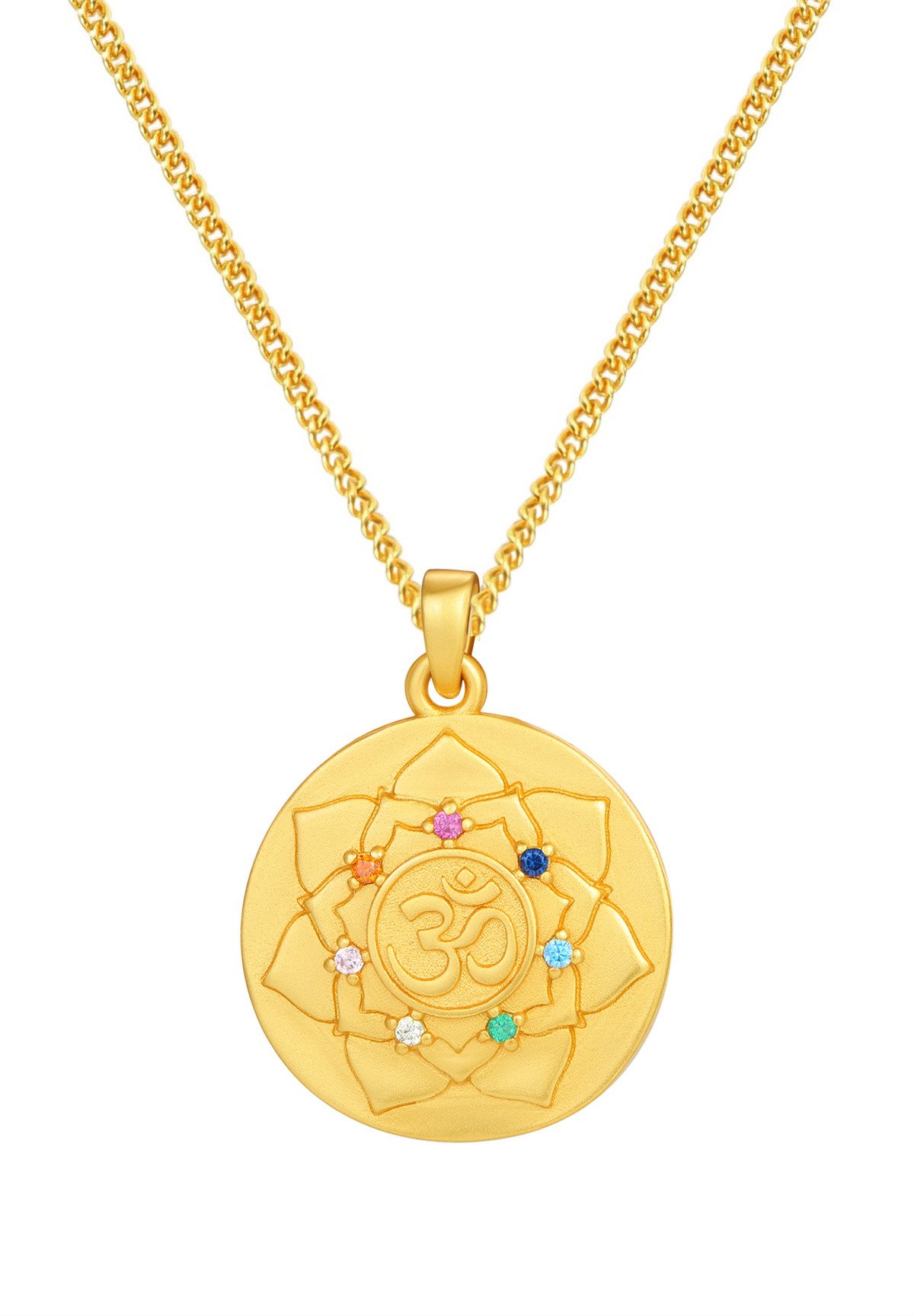 Statementkette mit Symbol Anhänger, vergoldetes 925 Silber