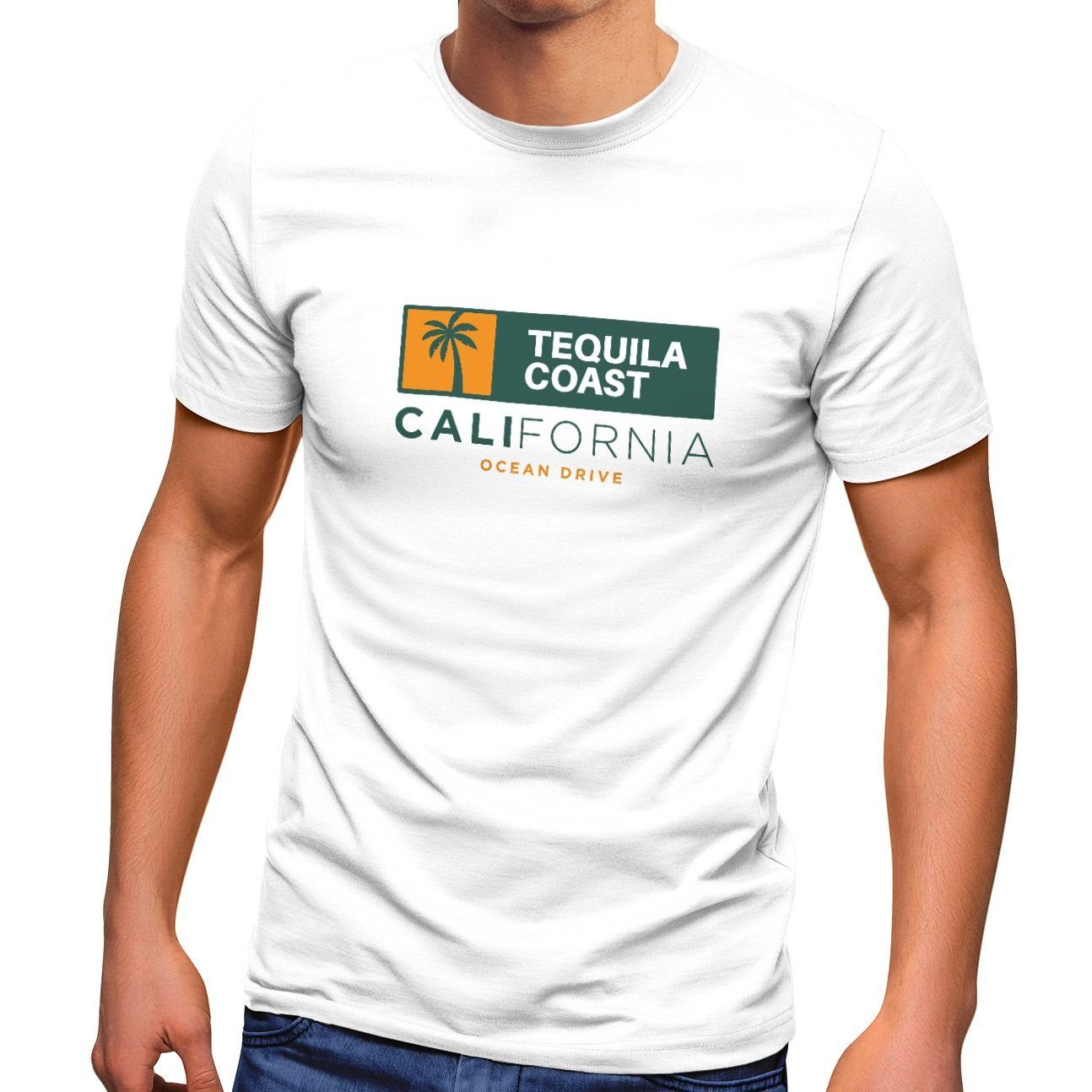 Neverless Print-Shirt Neverless® Herren T-Shirt California Ocean Drive Sommer Palme Tequila mit Print