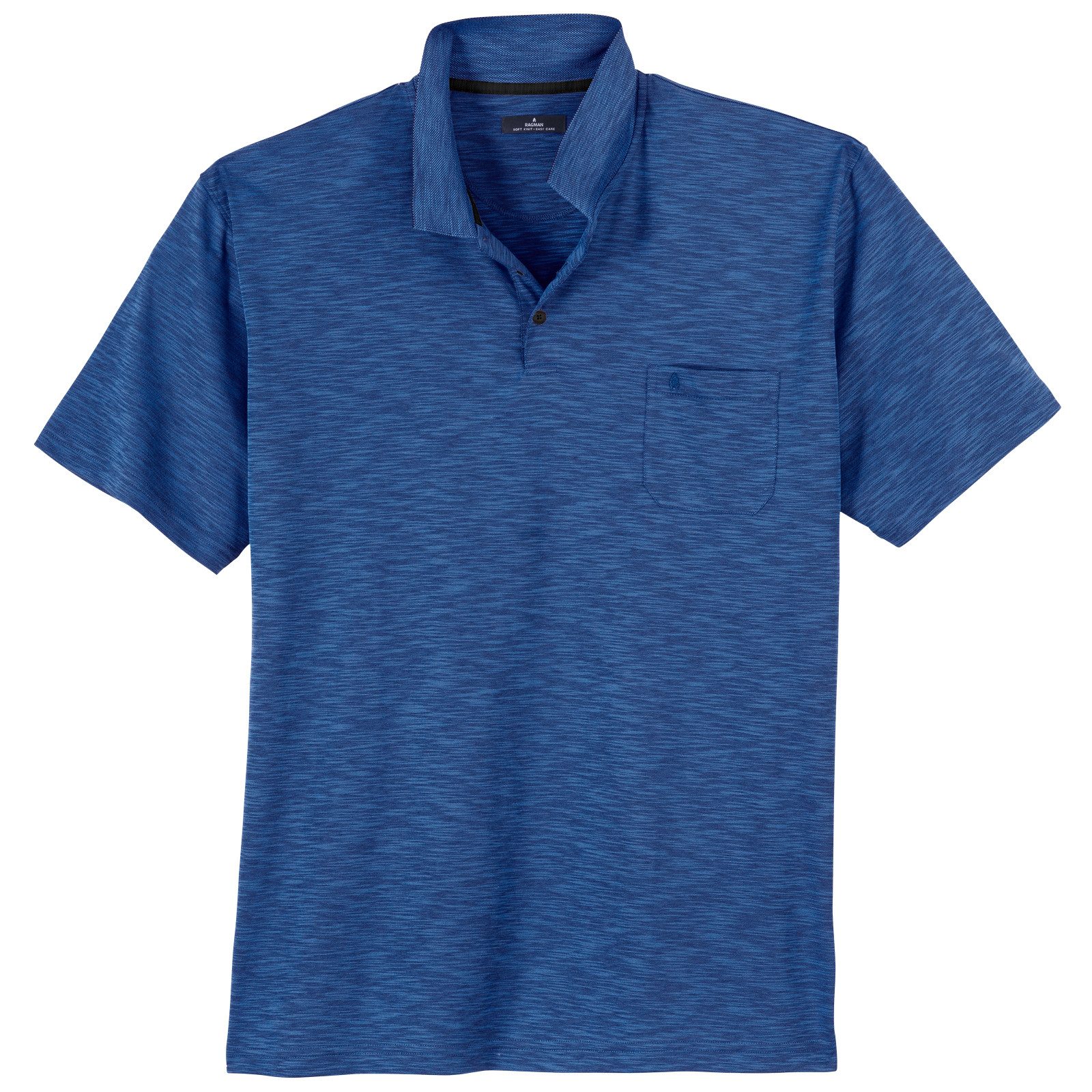Poloshirt Ragman Softknit Poloshirt Übergröße blau geflammt