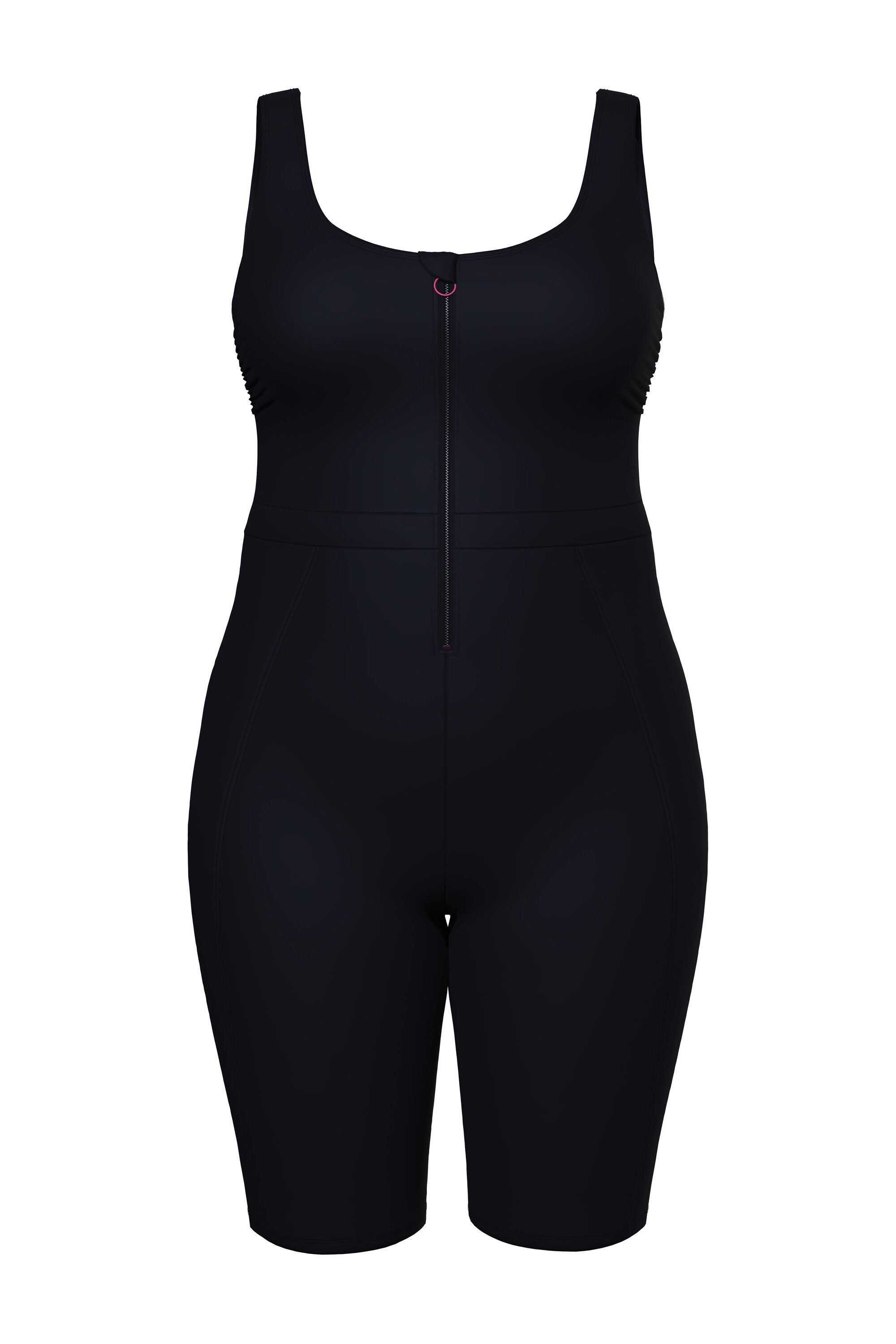 Ulla Popken Badeanzug Badeanzug langes Bein ohne Softcups Zipper günstig online kaufen