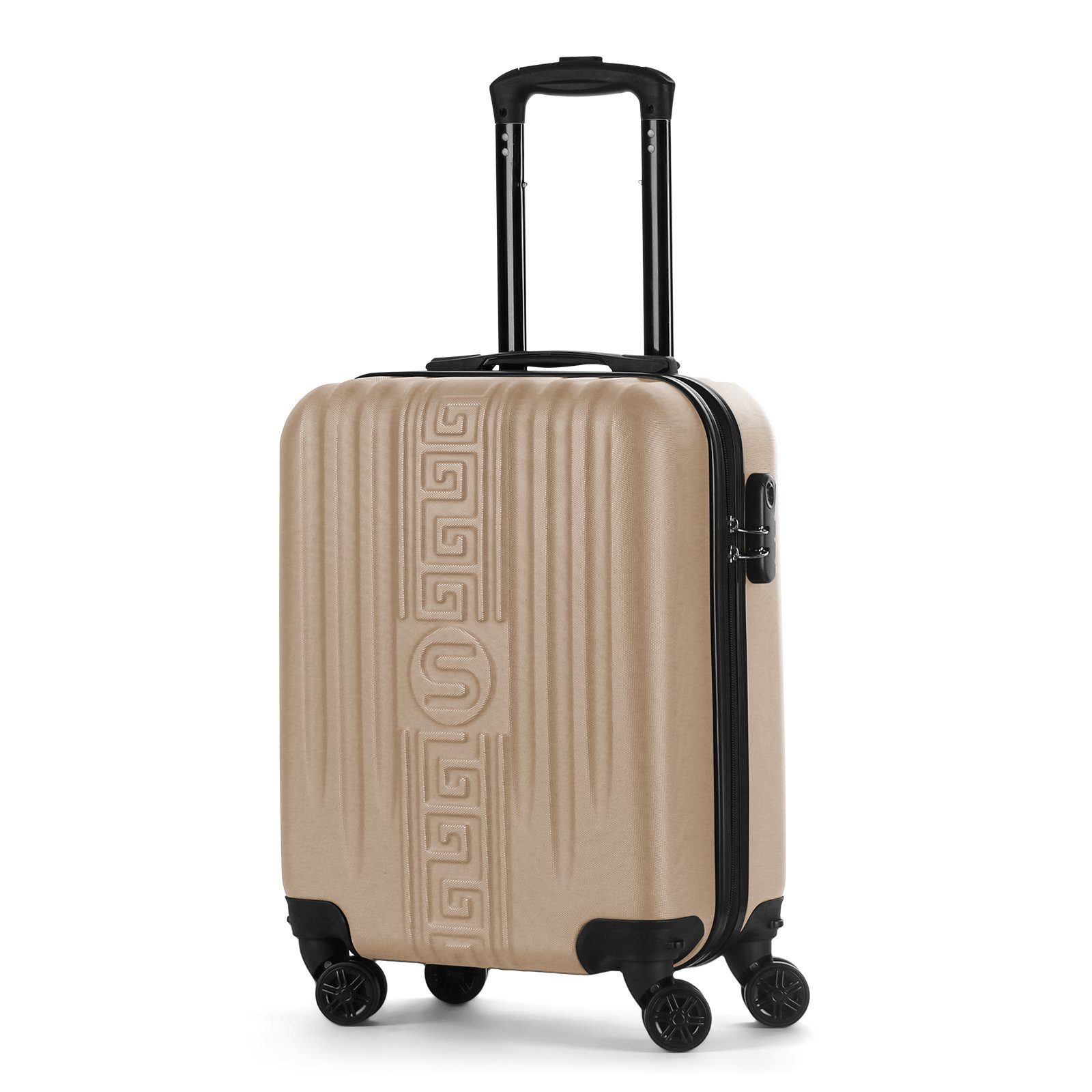 HOMELUX Hartschalen-Trolley Handgepäck Koffer Trolley Hartschalen Rollkoffer Abnehmbar, 4 Rollen, Champagner, Reisekoffer, M