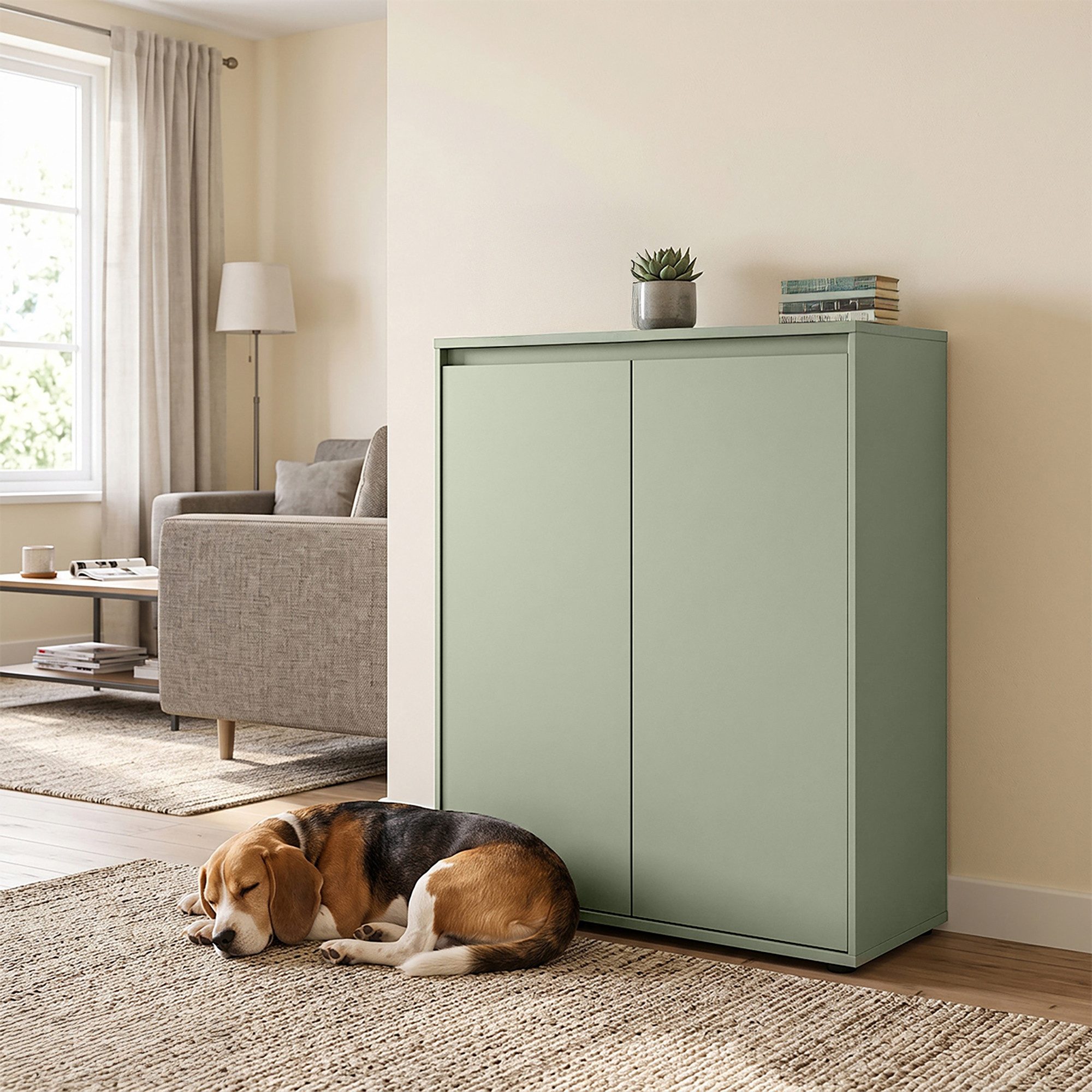 Lomadox Kommode ZOLLINO-129, in Grün, 75 cm breit mit 2 Türen