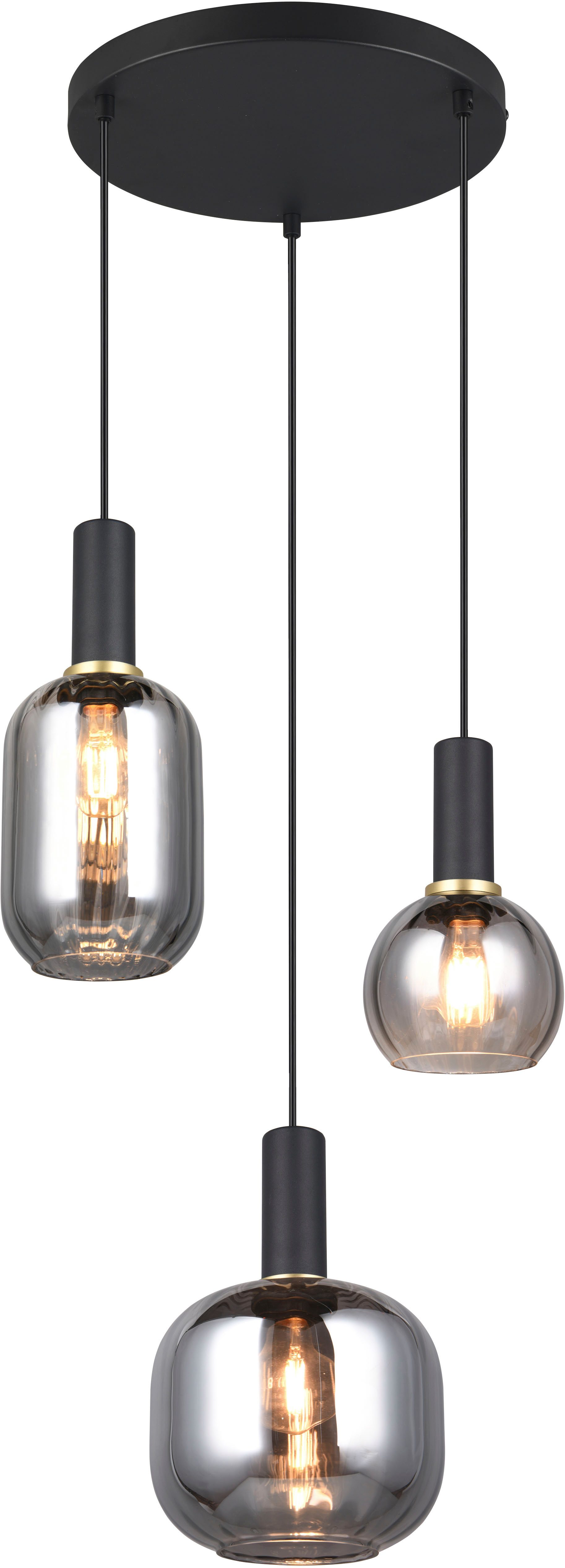TRIO Leuchten Pendelleuchte DIVA, E27 Hängelampe 3-flammig mit Glasschirm, günstig online kaufen