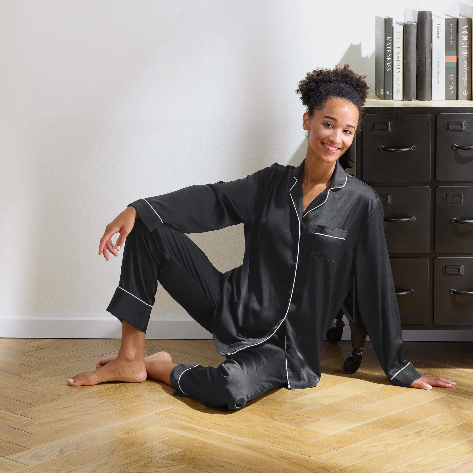 Erwin Müller Pyjama Damen-Schlafanzug Satin Uni – Bild 5 von 5