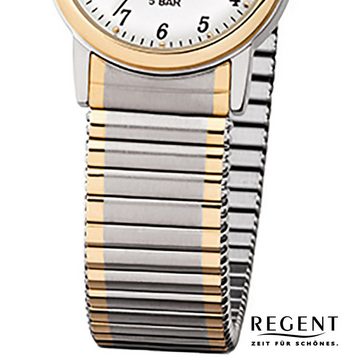 Regent Quarzuhr Regent Damen Herren-Armbanduhr silber gold, (Analoguhr), Damen, Herren Armbanduhr rund, klein (ca. 25mm), Edelstahl goldarmband
