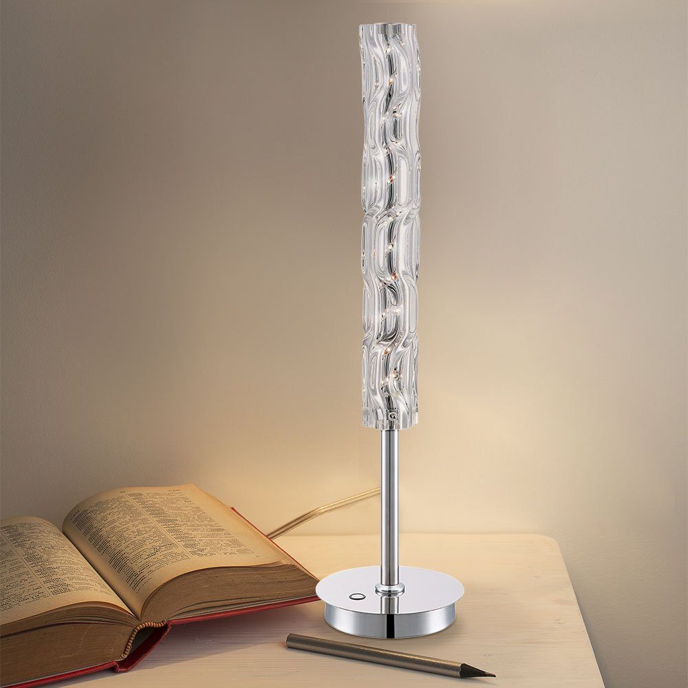 Globo LED Tischleuchte, LED-Leuchtmittel fest verbaut, Neutralweiß, Tischlampe Tischleuchte Touchdimmer LED Glas Wohnzimmerlampe H 60 cm