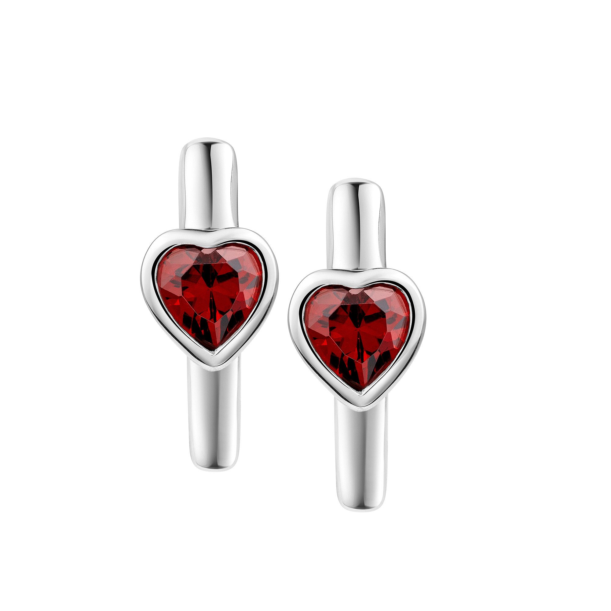 Firetti Paar Creolen Schmuck Geschenk Silber 925 Ohrschmuck Ohrringe Herz, mit Zirkonia (synth)