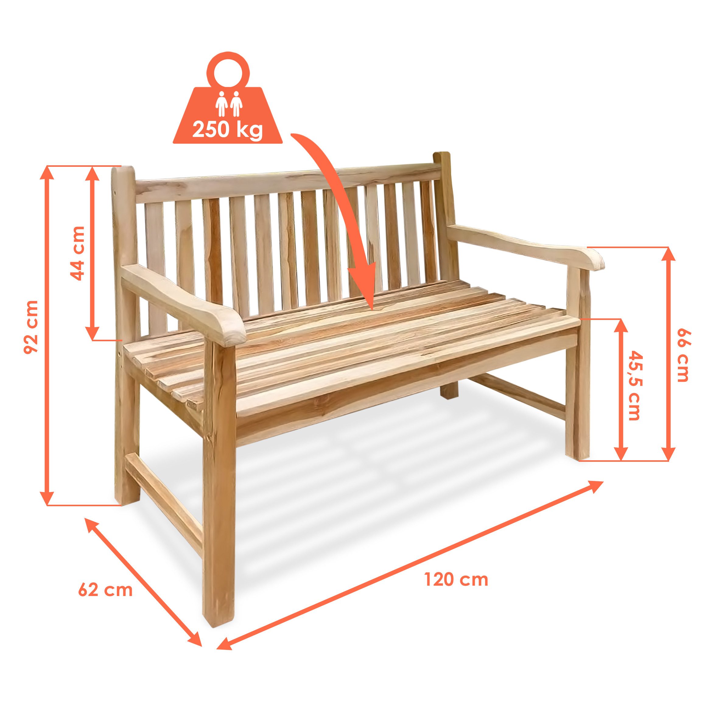 Spetebo Gartenbank 2-Sitzer Teak Gartenbank mit günstig online kaufen