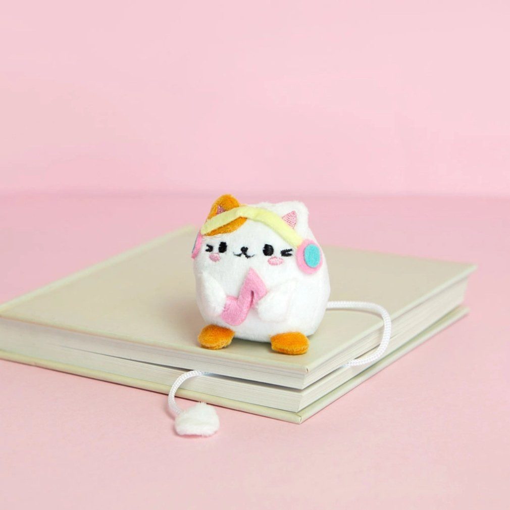 Balvi Lesezeichen Fluffy Kawaii Katze Plüsch-Lesezeichen - Katze mit Kopfhörern