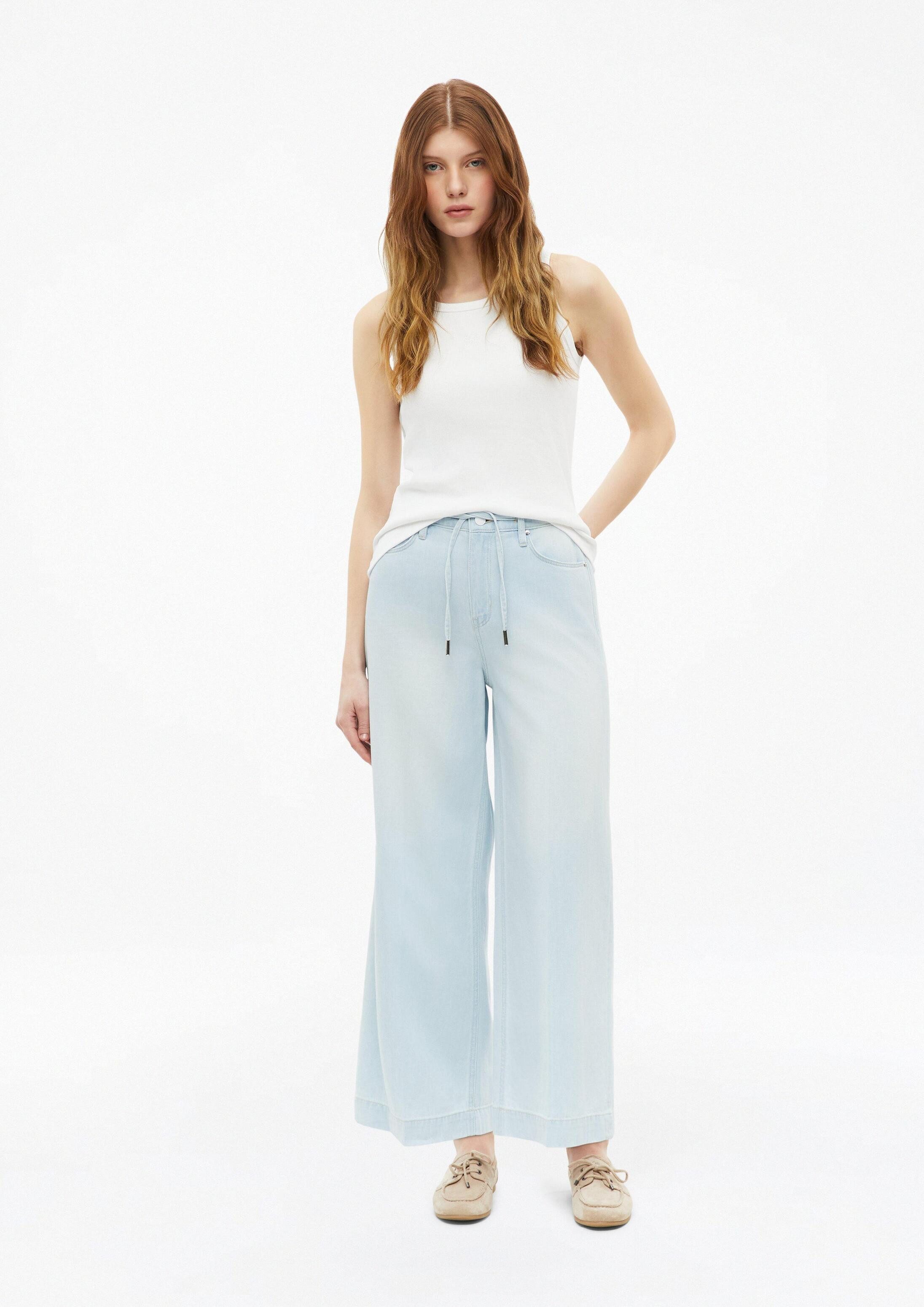 s.Oliver Weite Jeans Jeans-Hose SURI Culotte-Jeans Suri / Regular Fit / High Rise / Wide Leg / im Leinenmix