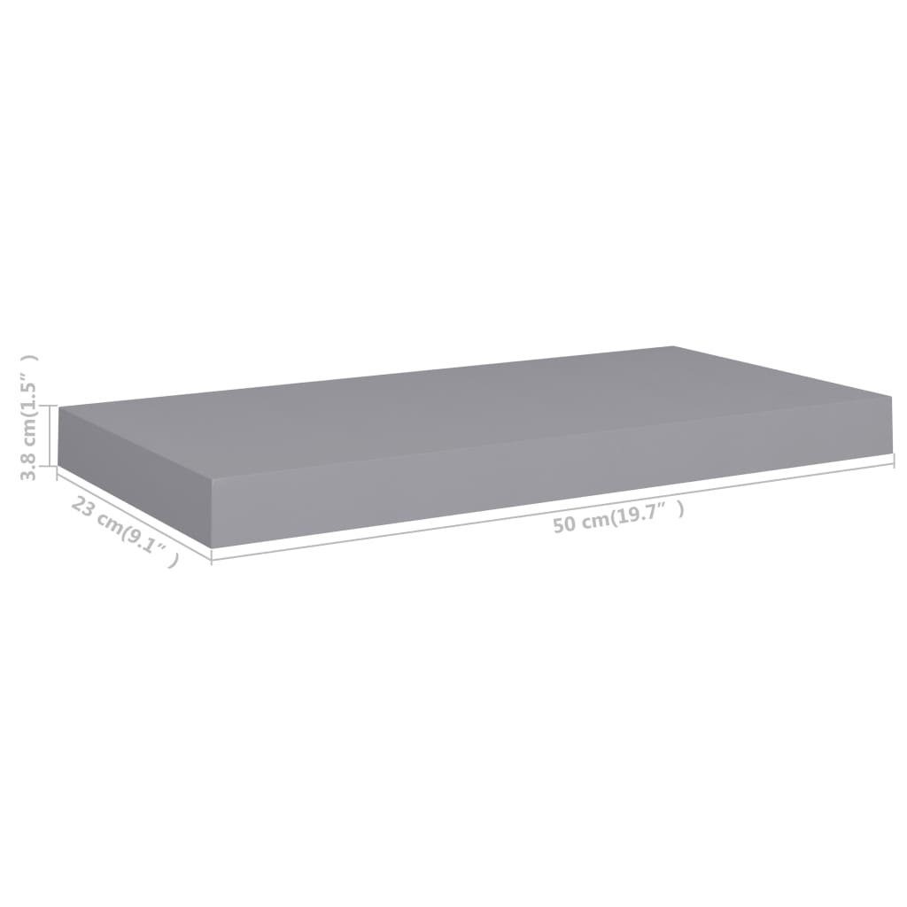 vidaXL Regal Schwebendes cm Wandregal MDF 50x23x3,8 Grau