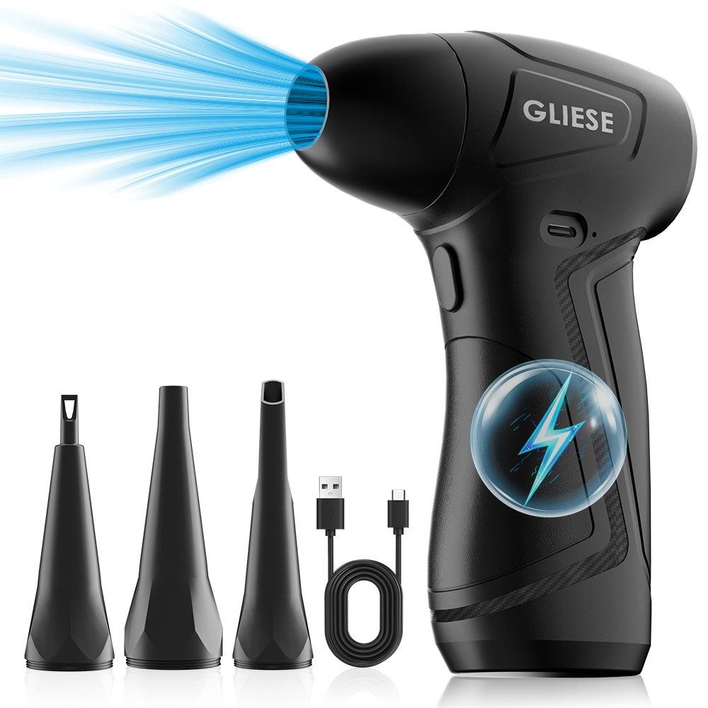 GLIESE Handstaubsauger Starker Elektrischer Luftbläser für PC, Auto & Haushal, 12 W, 12W Schnellladung, 6-stufig regelbar, 100.000 U/min, 5000mAh