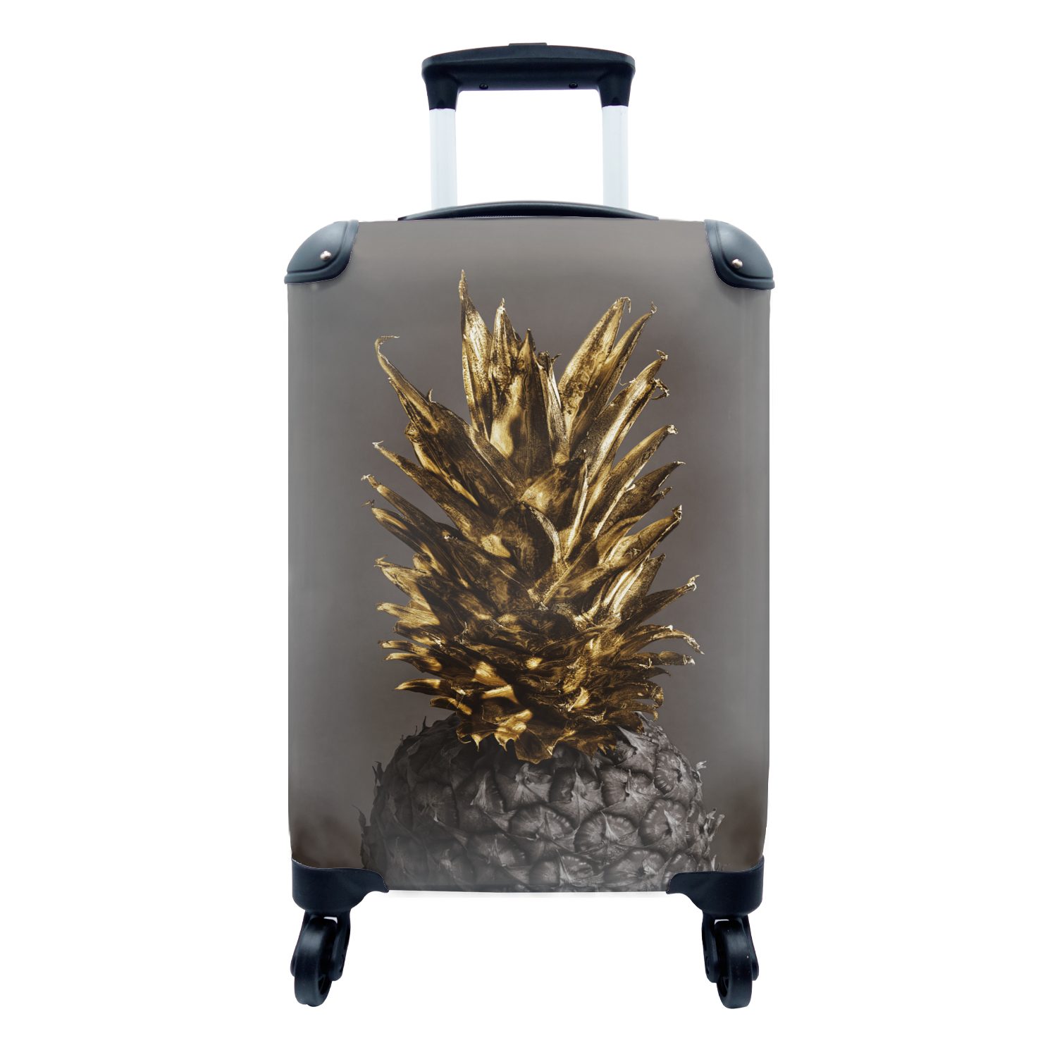 Ferien, für Reisekoffer - Ananas Gold, Handgepäck MuchoWow Rollen, Reisetasche Handgepäckkoffer rollen, mit - Obst 4 Trolley,