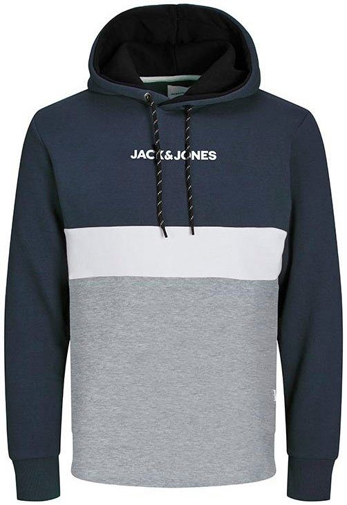 Jack & Jones PlusSize Kapuzensweatshirt JJEREID BLOCKING SWEAT HOOD NOOS PLS Navy Blazer