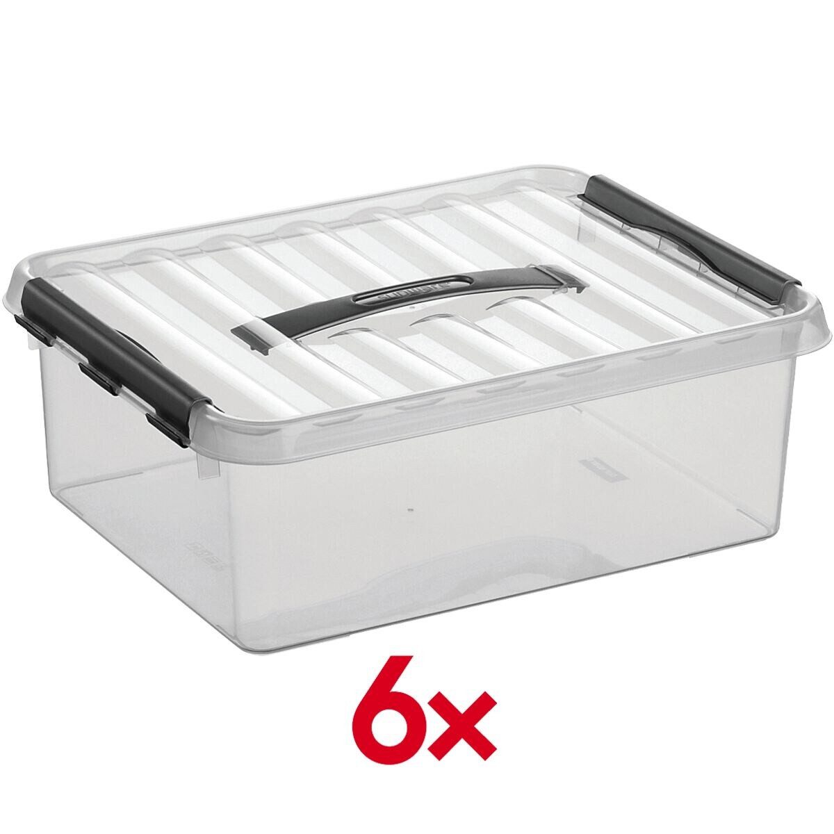 Sunware Aufbewahrungsbox the q-line (6 St), 12 Liter, verschließbar, stapelbar, staubgeschützt