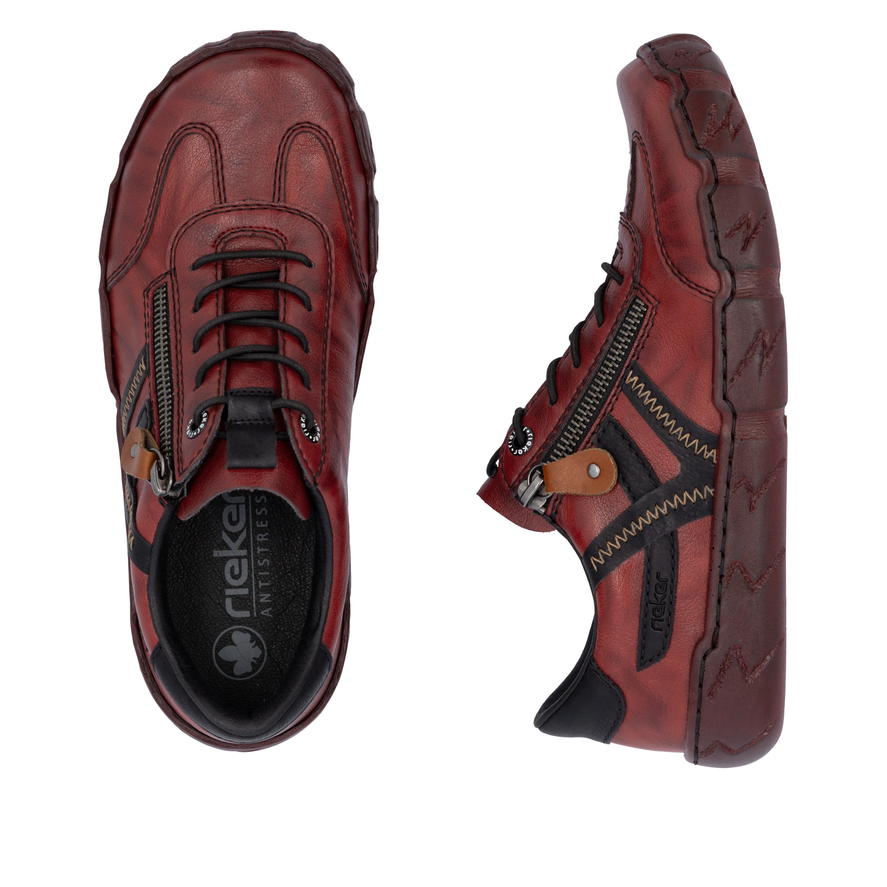 Rieker Sneaker Schnürschuh, Halbschuh, Freizeitschuh mit Ziernähte
