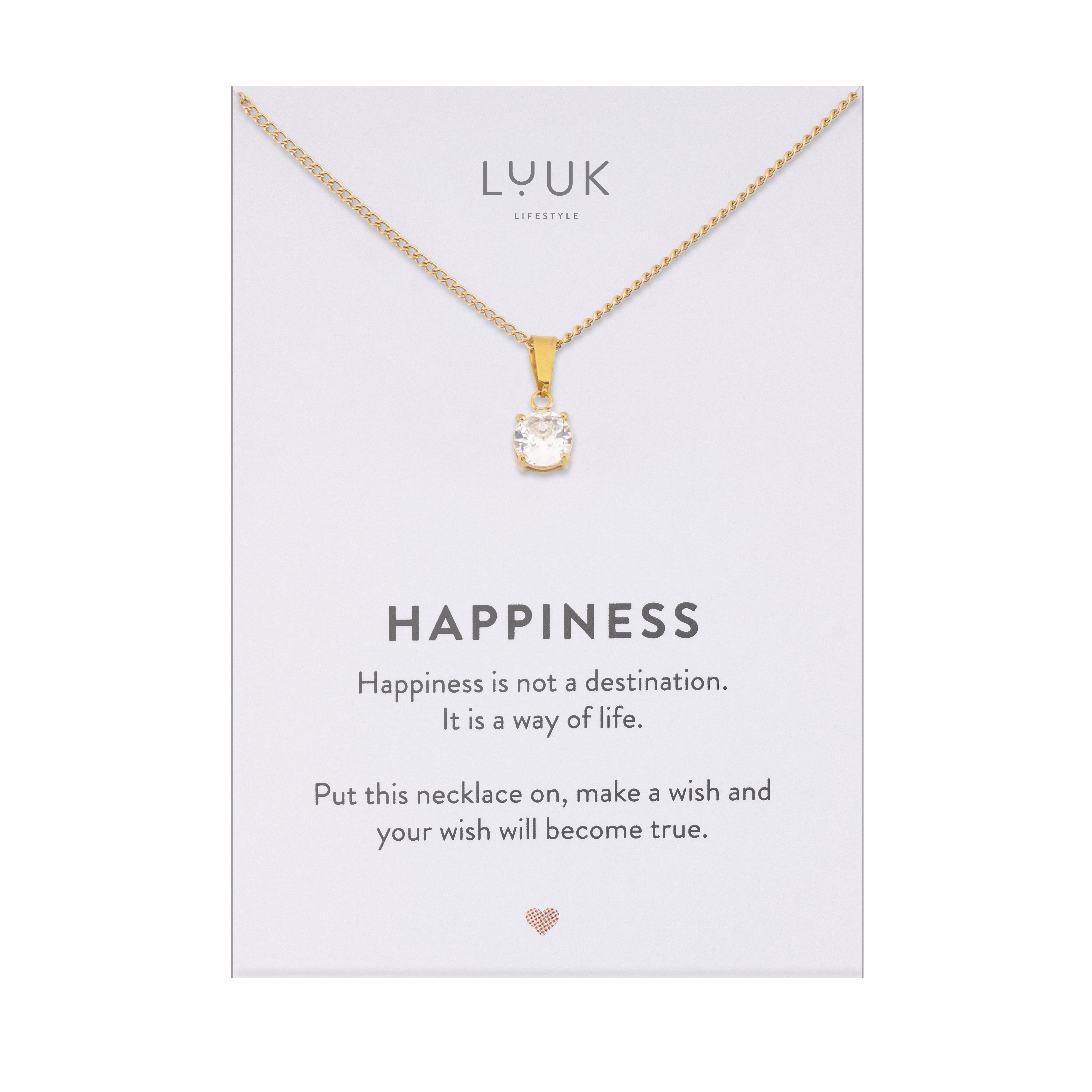 LUUK LIFESTYLE Kette mit Anhänger Basic Solitär, wasserfeste Edelstahl Halskette