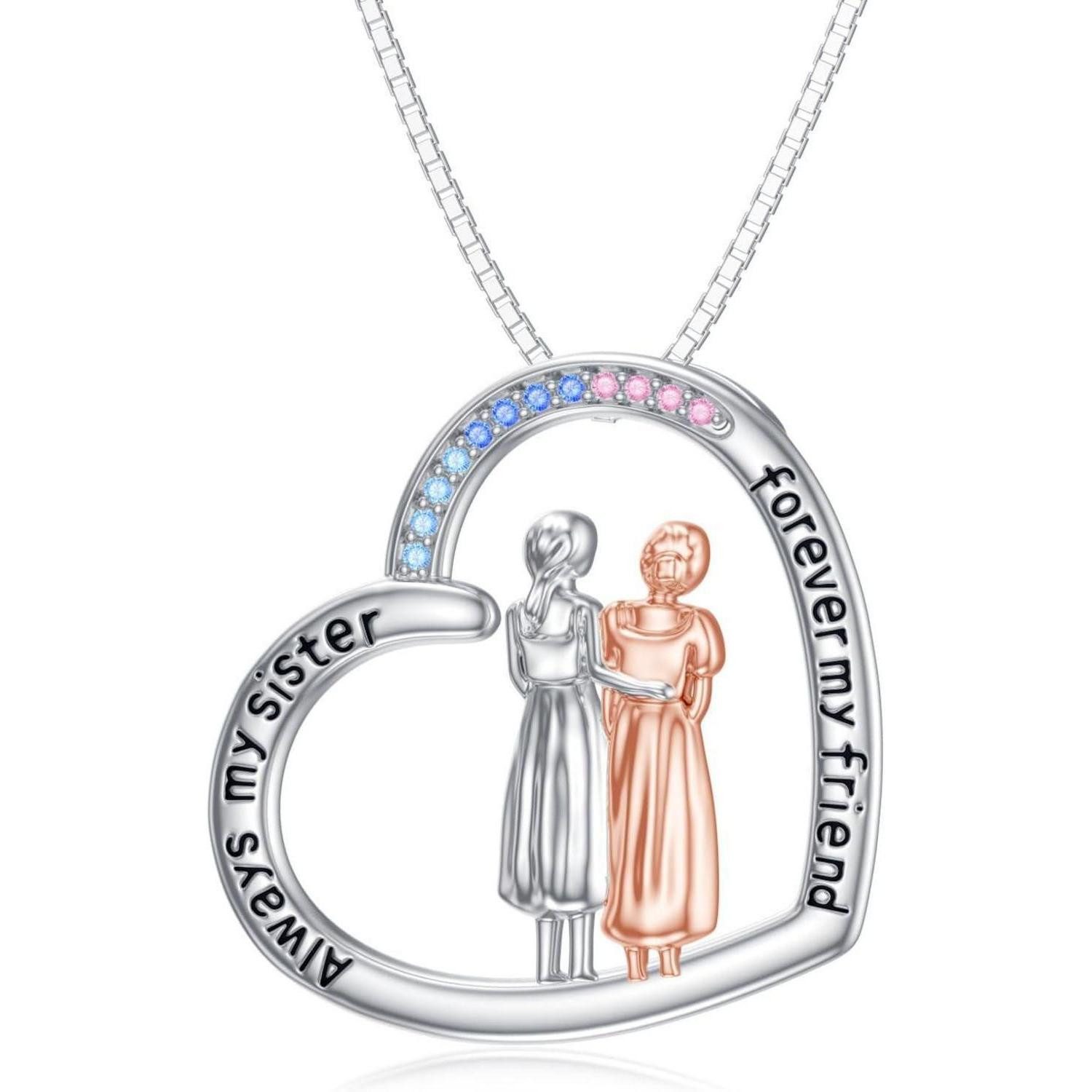 LuxusKollektion Kette und Anhänger Set Mutter und Tochter Halskette Sterling Silber Zirkon Schwester Anhänger