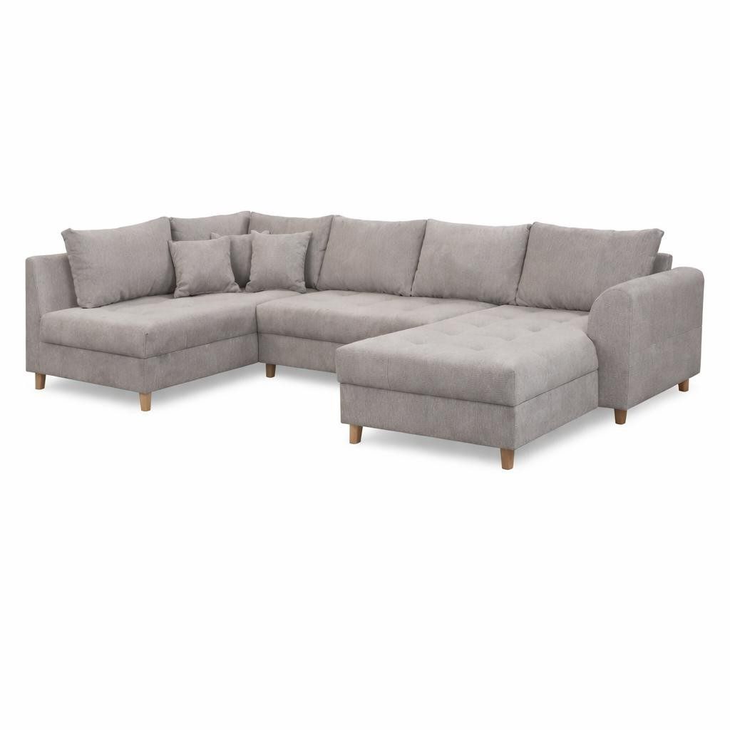 Xlmoebel Wohnlandschaft Graues U-förmiges Stoffsofa mit Kissen für das Wohnzimmer, 1 Teile, Made in Europa