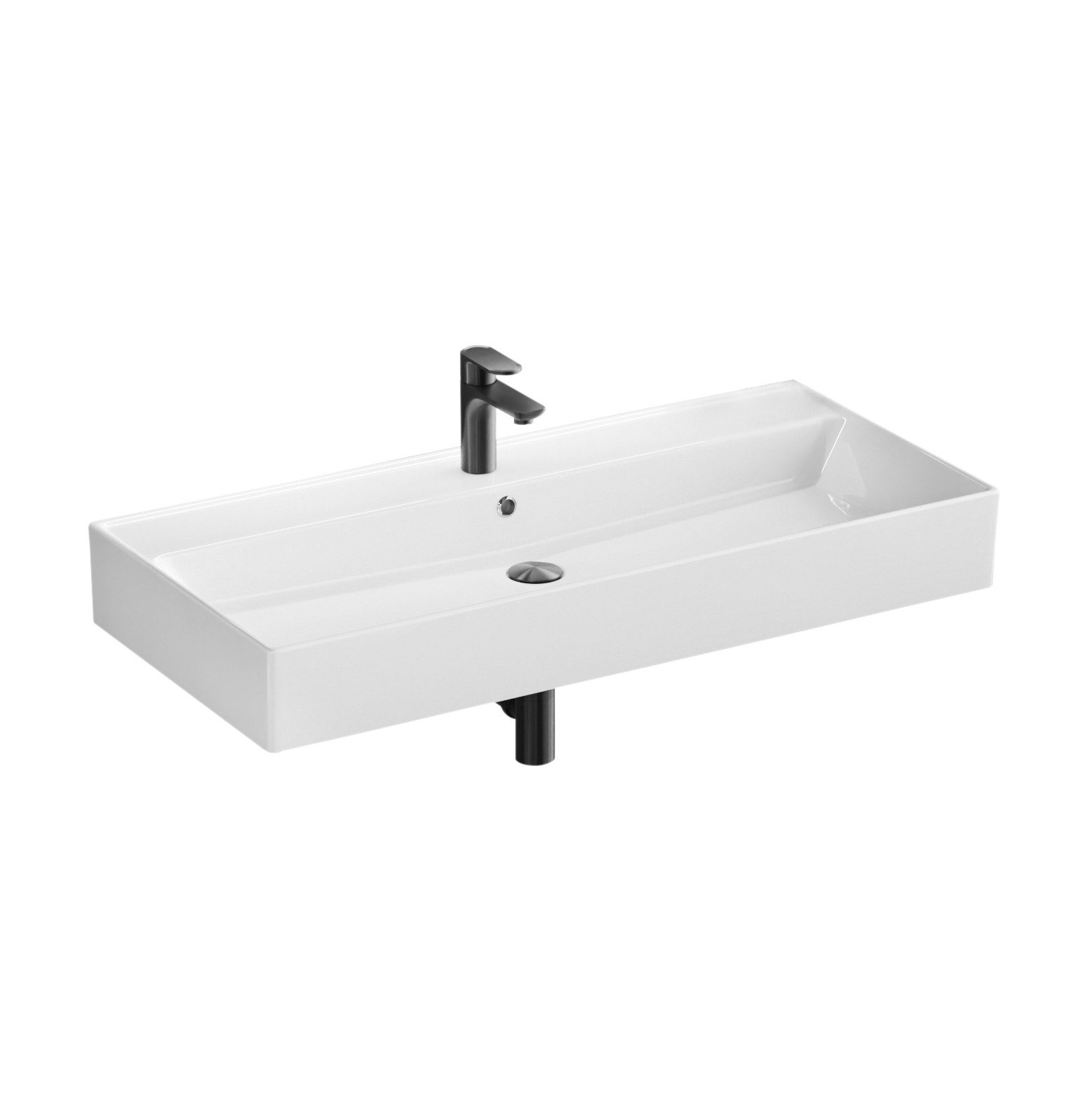 Aqua Bagno Waschbecken Möbelwaschtisch 100cm weiß eckig Wandmontage Waschtisch (Packung)