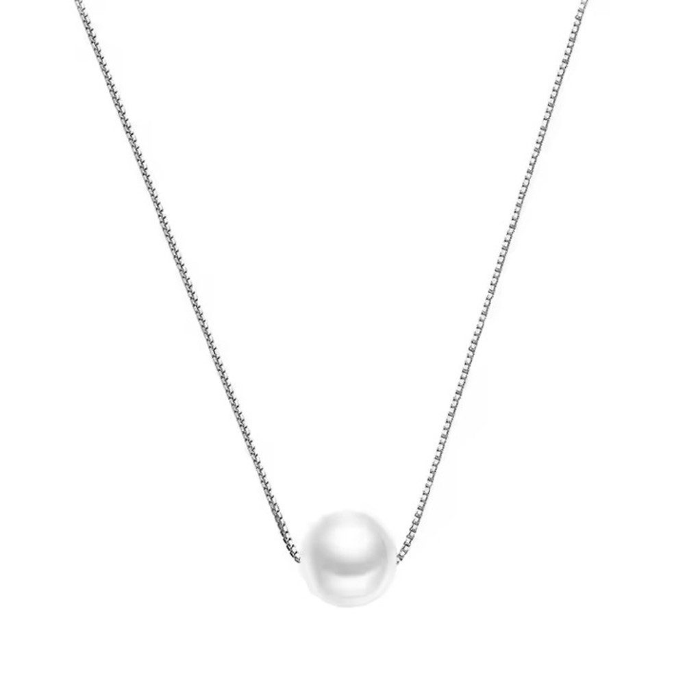Runde Perlé Perlenkette zarte Kette mit einer Süßwasserperle, handgefertigt günstig online kaufen