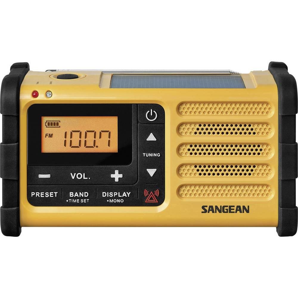 Sangean Outdoorradio (Akku-Ladefunktion, wiederaufladbar, Handkurbel) Radio Taschenlampe
