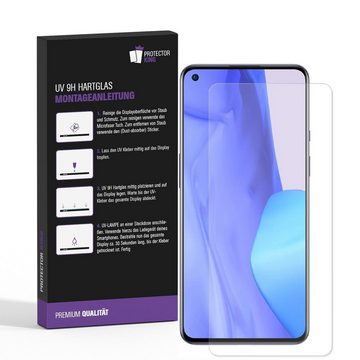 Protectorking Schutzfolie 1x 9H Hartglas für OnePlus 9 FULL CURVED UV Liquid Schutzglas Panzerfo, (1-Stück), Displayschutzglas, Schutzglas Echtglas Tempered 9H Härte HD-KLAR