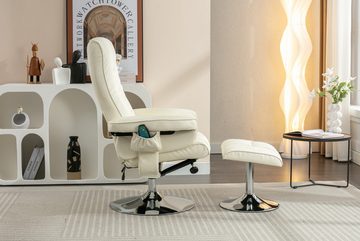 OKWISH Massagesessel Massagestühle mit Hocker (mit 5-Punkte-Massagegerät;für Wohnzimmer Schlafzimmer), 5 Vibrationspunkte Massagegerät, 79x79x106cm
