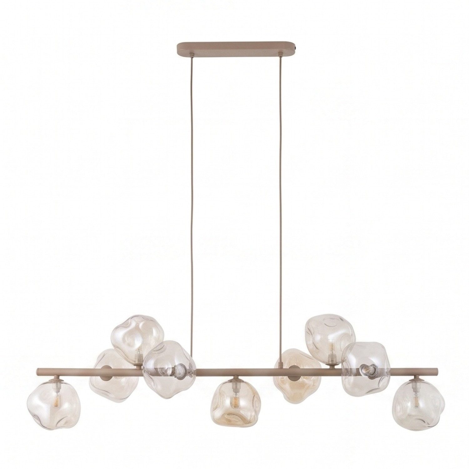 Licht-Erlebnisse Pendelleuchte UMERA, ohne Leuchtmittel, Metall Rauchglas G9 H: max. 141 cm Beige Cognac länglich Modern