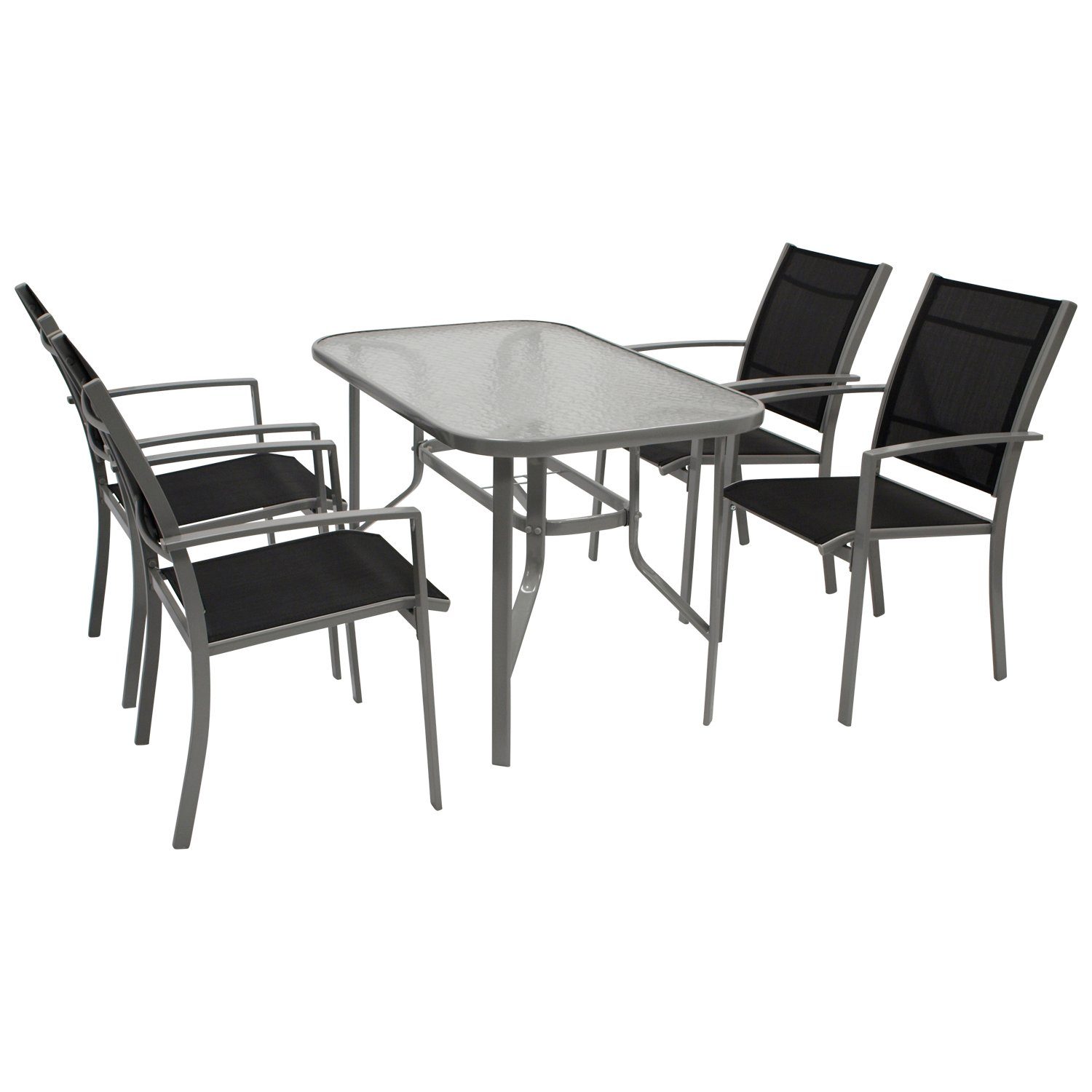 DEGAMO Garten-Essgruppe PINO, (5-tlg), Gestell Metall grau, Sitz- und Rücke günstig online kaufen