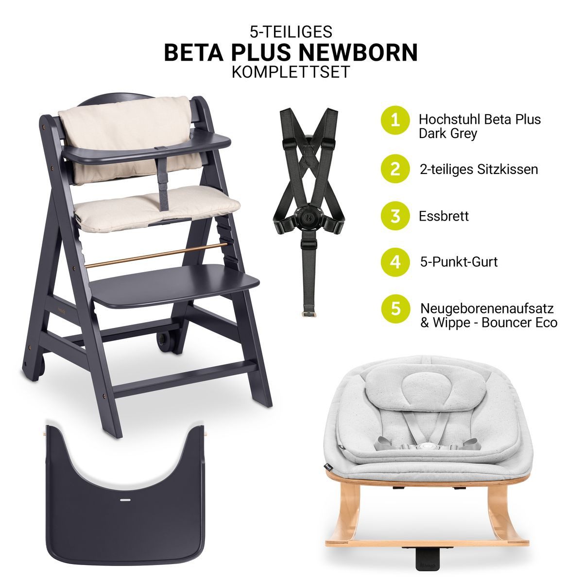 Hauck Hochstuhl Beta Plus Dark Grey günstig online kaufen