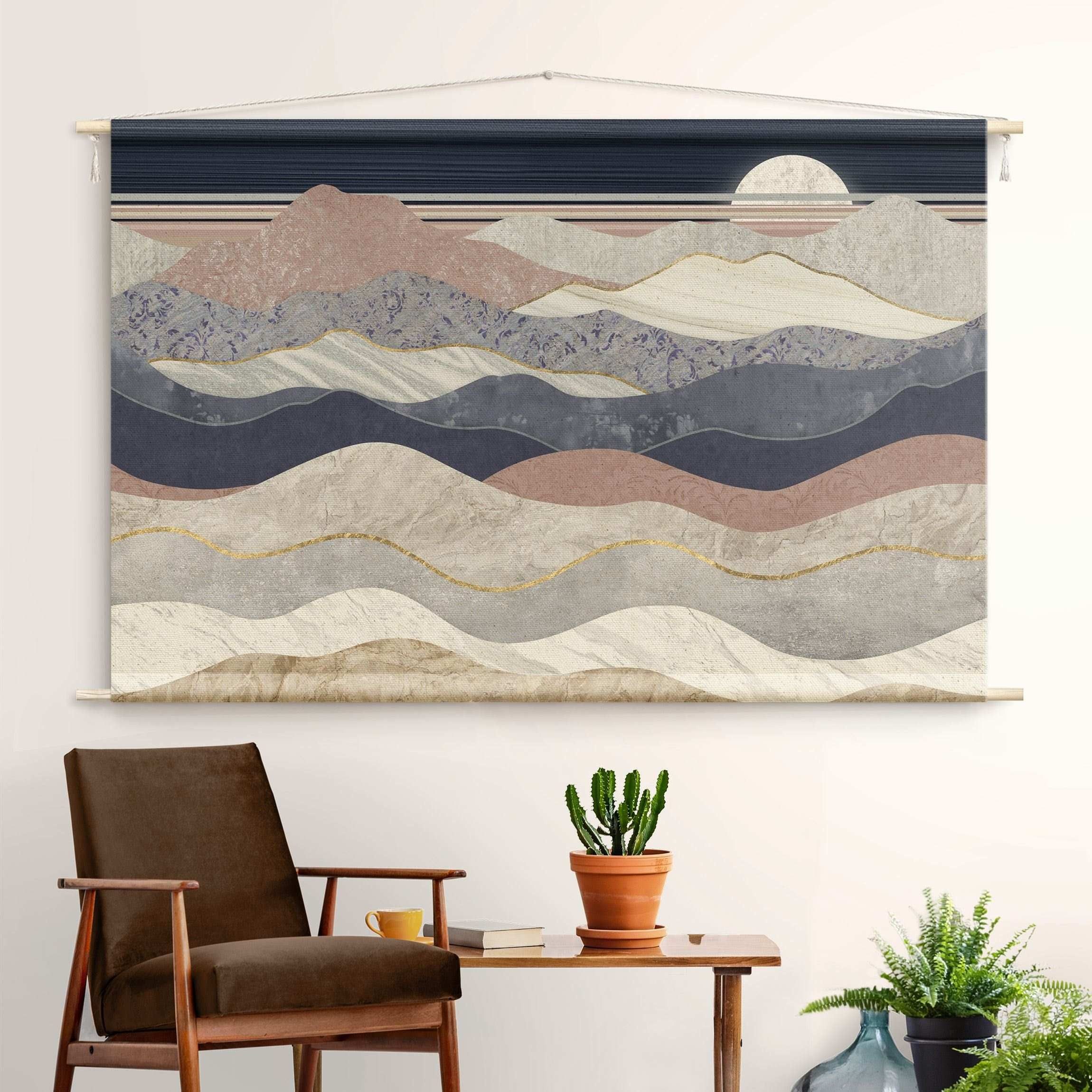 Bilderdepot24 Wandteppich modern Natur grau, rechteckig, Höhe: 2.6 mm, großes Wandbild aus Natur-Baumwolle Wandbehang Stoffbild Tuch Wollseil
