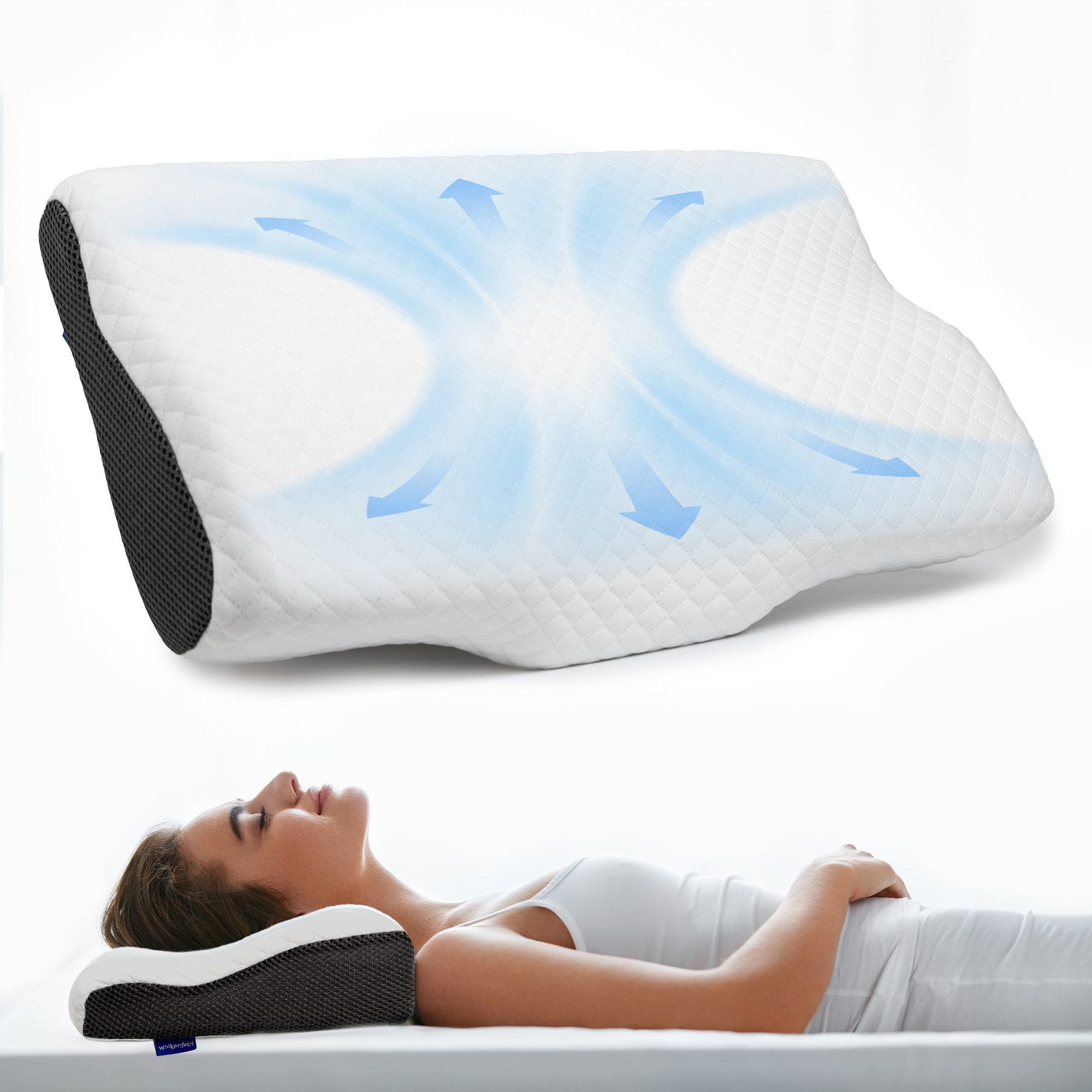 Wolkenfeld Nackenrolle Arnold-Nackenkissen, 1-tlg., Memory Foam Nackenkopfkissen – für Seiten-, Rücken- & Bauchschläfer