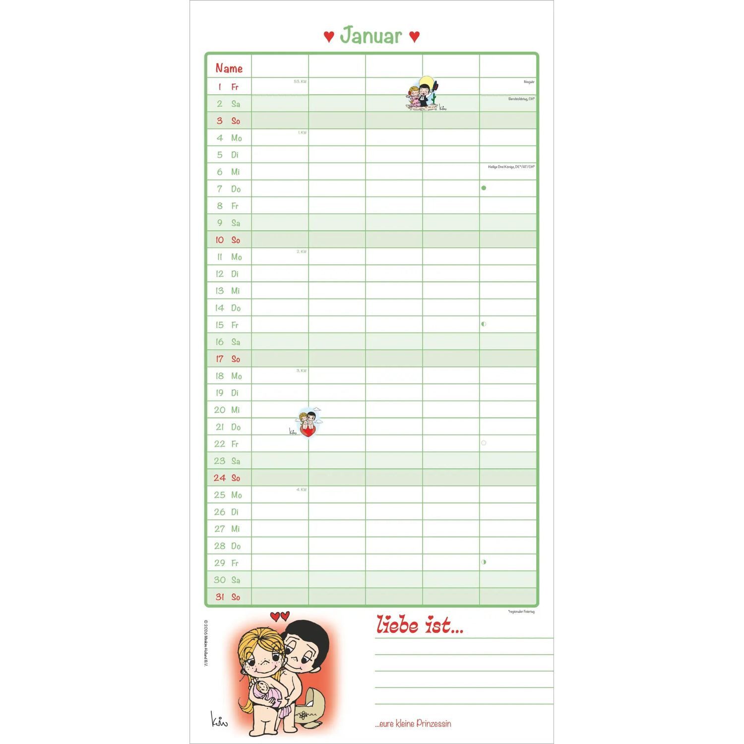 Wandkalender Liebe ist... Familientermine 2027 – Bild 2 von 5