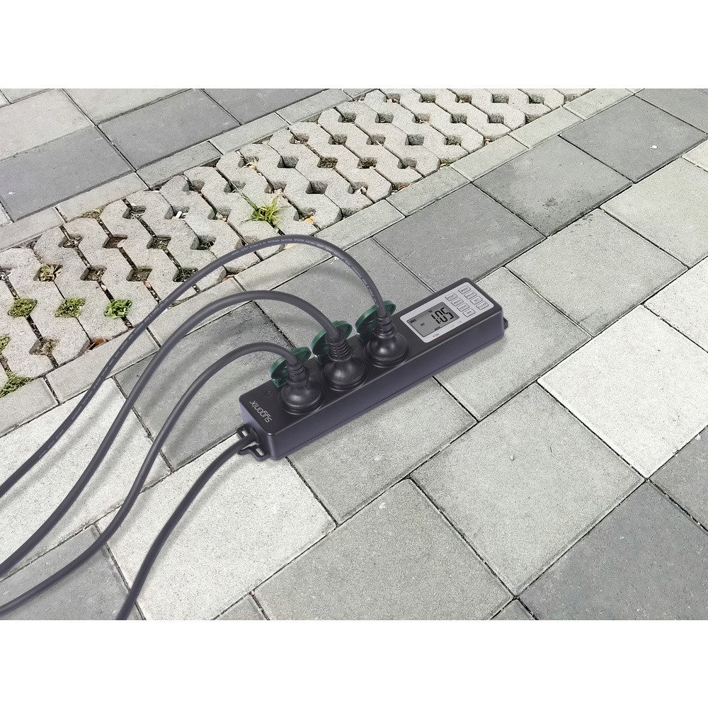 Sygonix Sygonix SY-6786454 Gartensteckdose mit Zeitschaltuhr 3fach Schwarz, Gr Steckdosenleiste (Kabellänge 1.40 m) – Bild 2 von 5