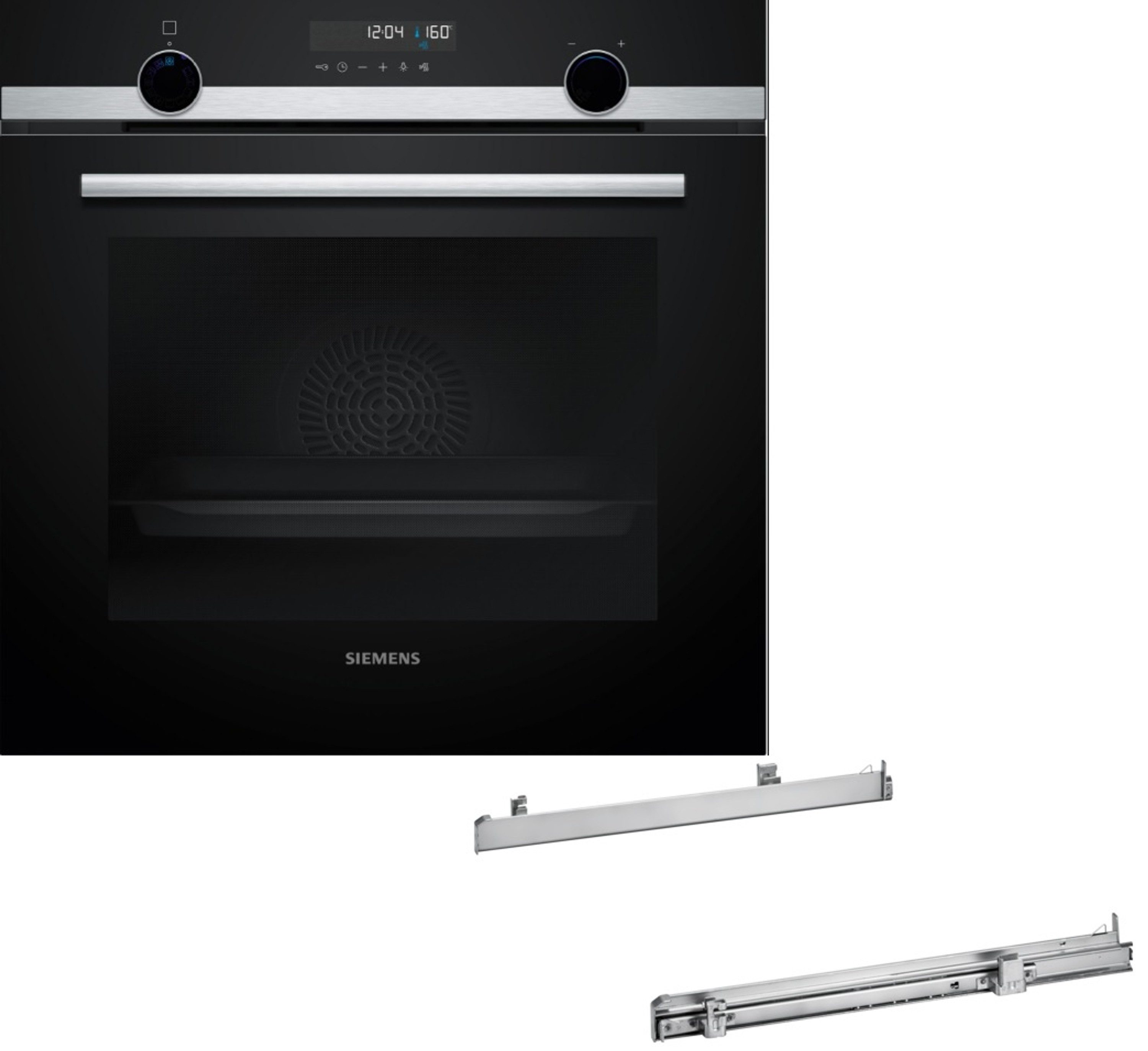 SIEMENS Einbaubackofen iQ500 PQ579ABSHB, mit Auszug nachrüstbar, Selbstreinigungssystem, 3D Heißluft; mit Clip-Auszug