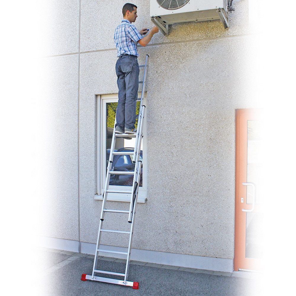 BRB-Lagertechnik Vielzweckleiter Aluminium-Vielzweck-Leiter mit 3x 6 Sprossen, Sehr stabile Profi-Leiter für vielseitige Anwendungen