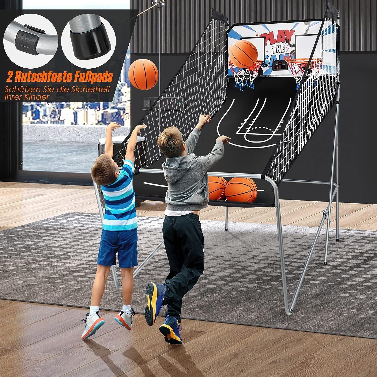mit Punktezähler (Set), Basketball-Schießmaschine weiß KOMFOTTEU Basketballständer