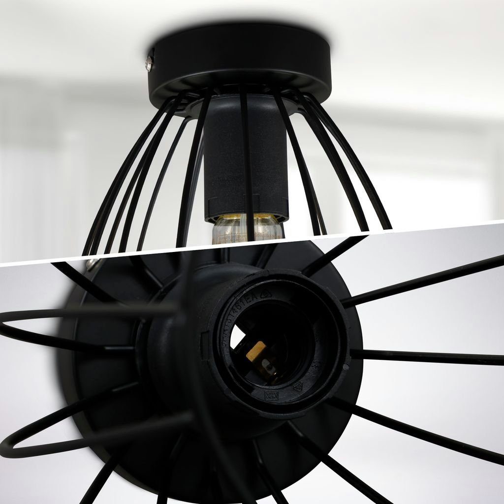 Leuchtmittel, Deckenleuchte BKL1464, ohne E27 Wohnzimmer Metallschirm Draht Höhe Metall Schlafzimmer - 25,6cm Schwarz B.K.Licht Deckenlampe