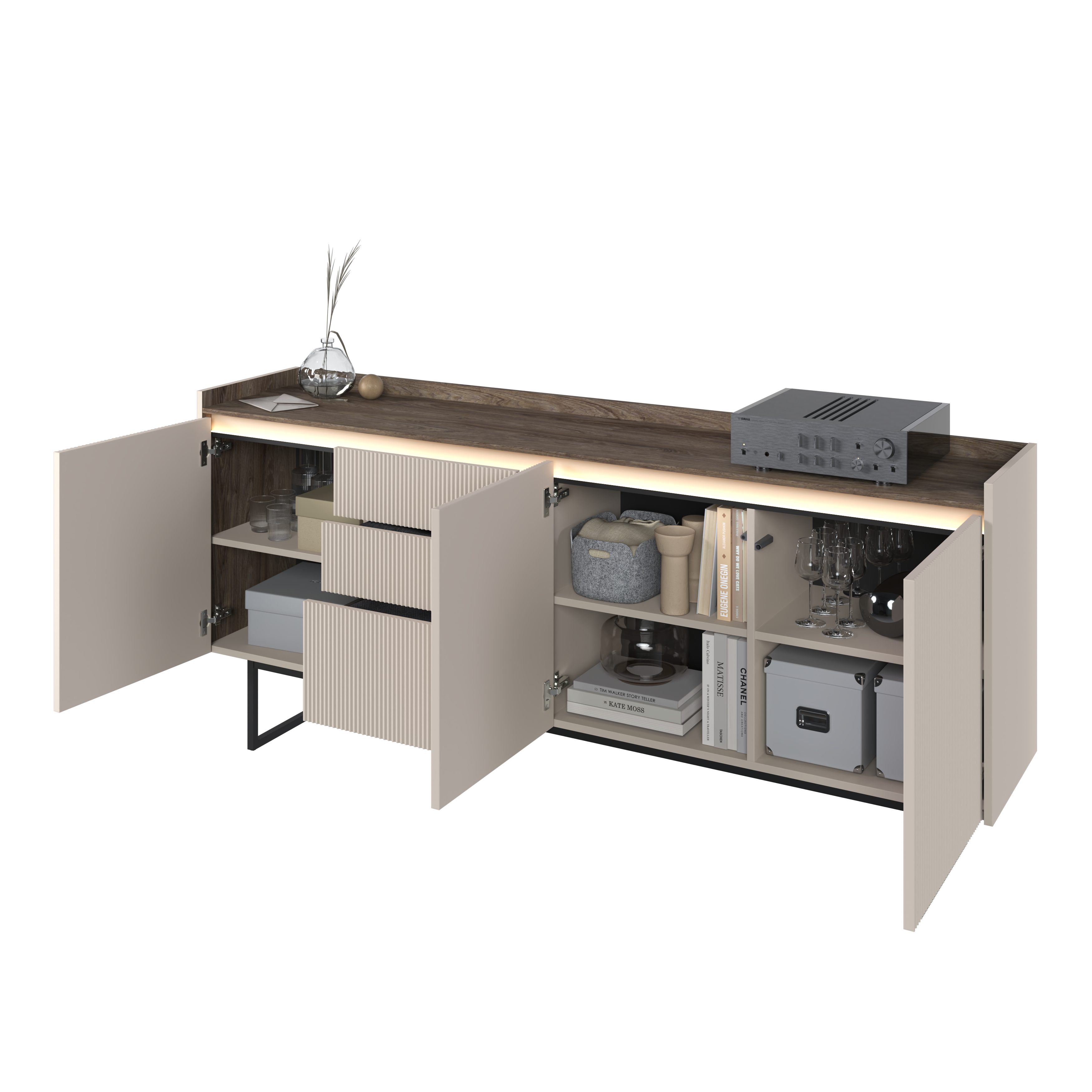 yourhouse24 Kommode LAGO LG-04 mit Beleuchtung Beige