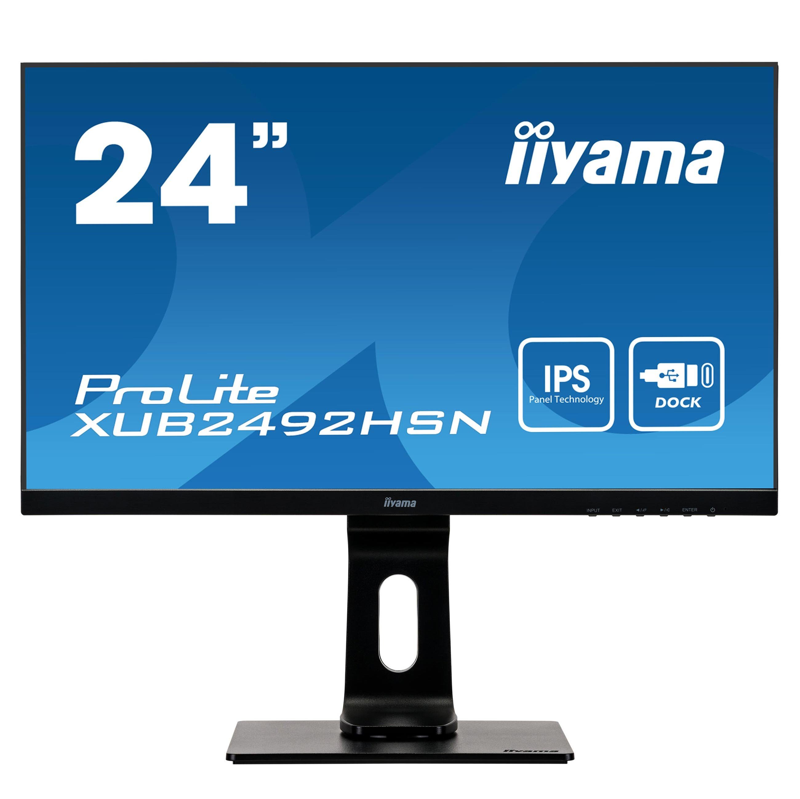 Iiyama XUB2492HSN-B1 TFT-Monitor (60,50 cm/23,8 ", 1920 x 1080 px, Full HD, 4 ms Reaktionszeit, 75 Hz, IPS, USB C, USB-Hub, DisplayPort-Ausgang)